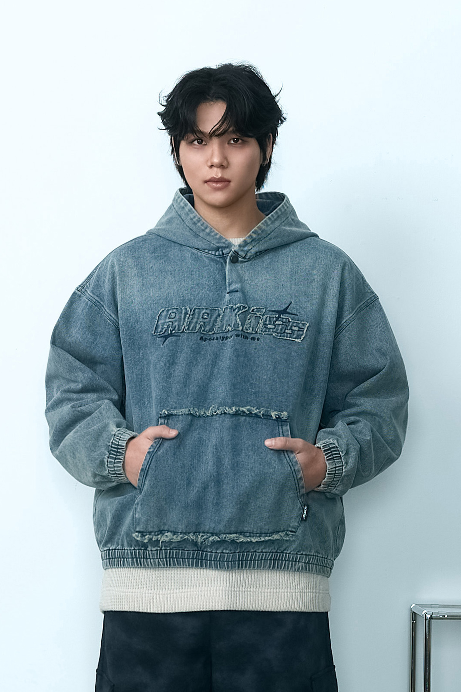 ARKis 貼布繡 牛仔連帽長袖上衣