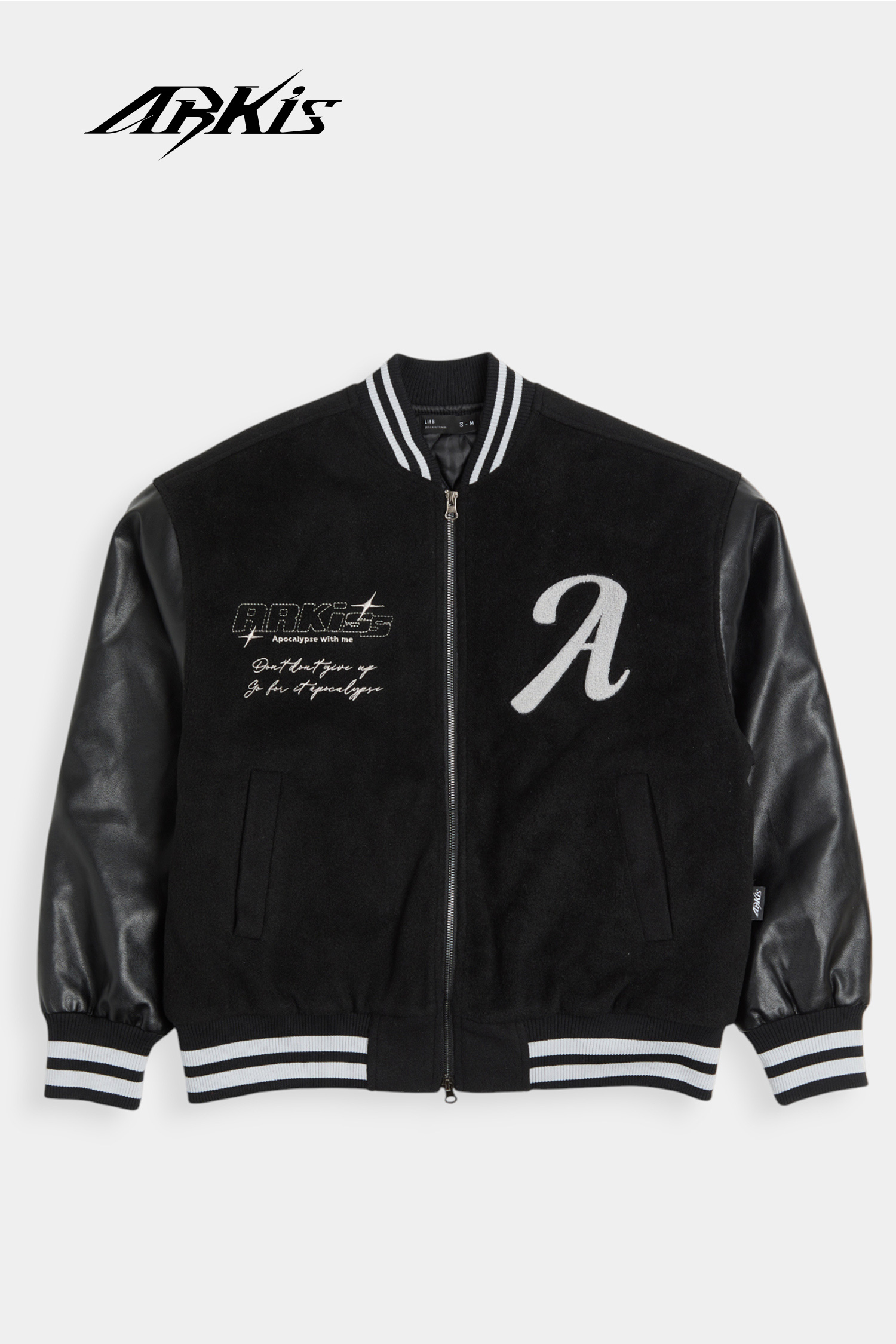 ARKis 毛呢拼接皮革 棒球鋪棉外套