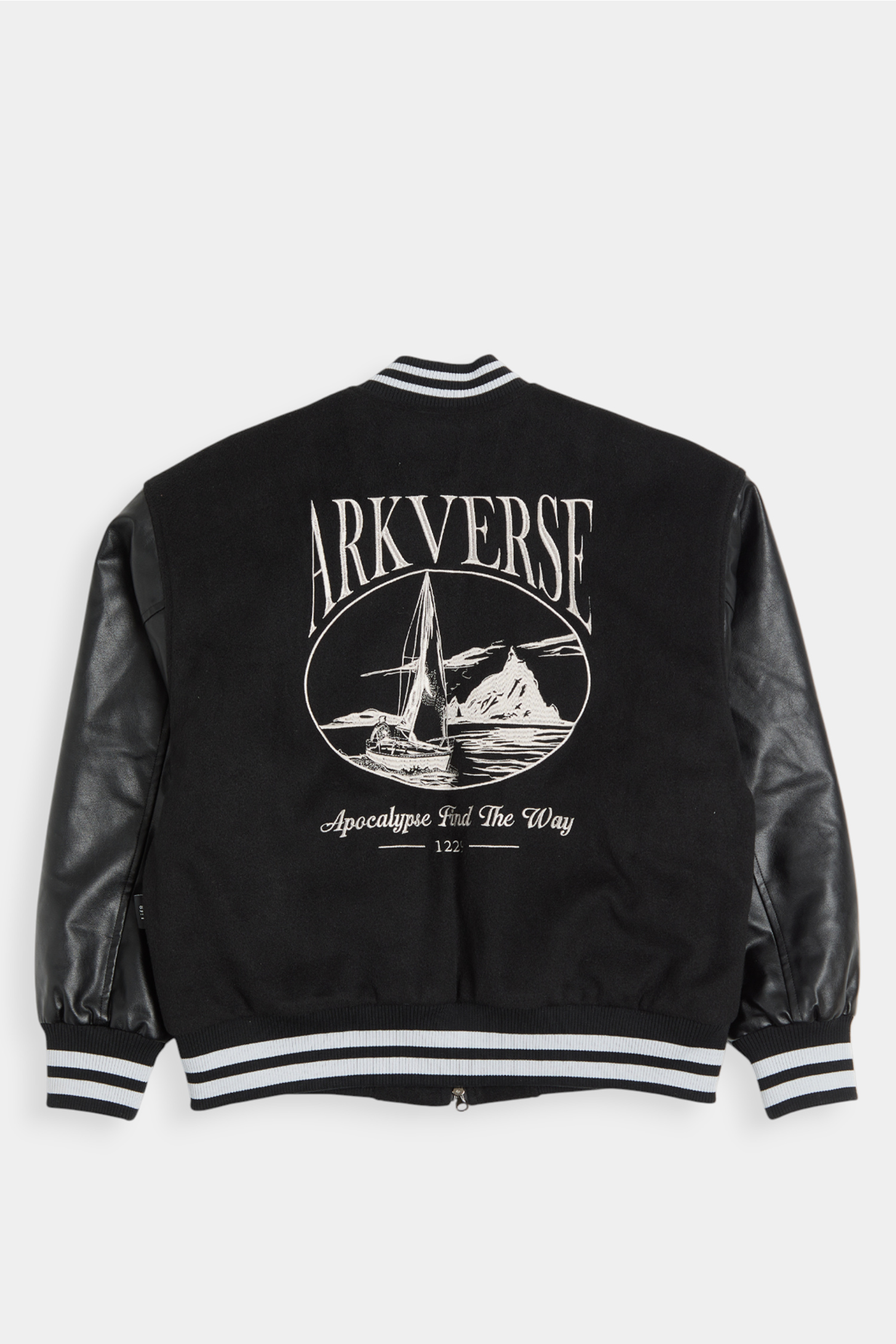 ARKis 毛呢拼接皮革 棒球鋪棉外套