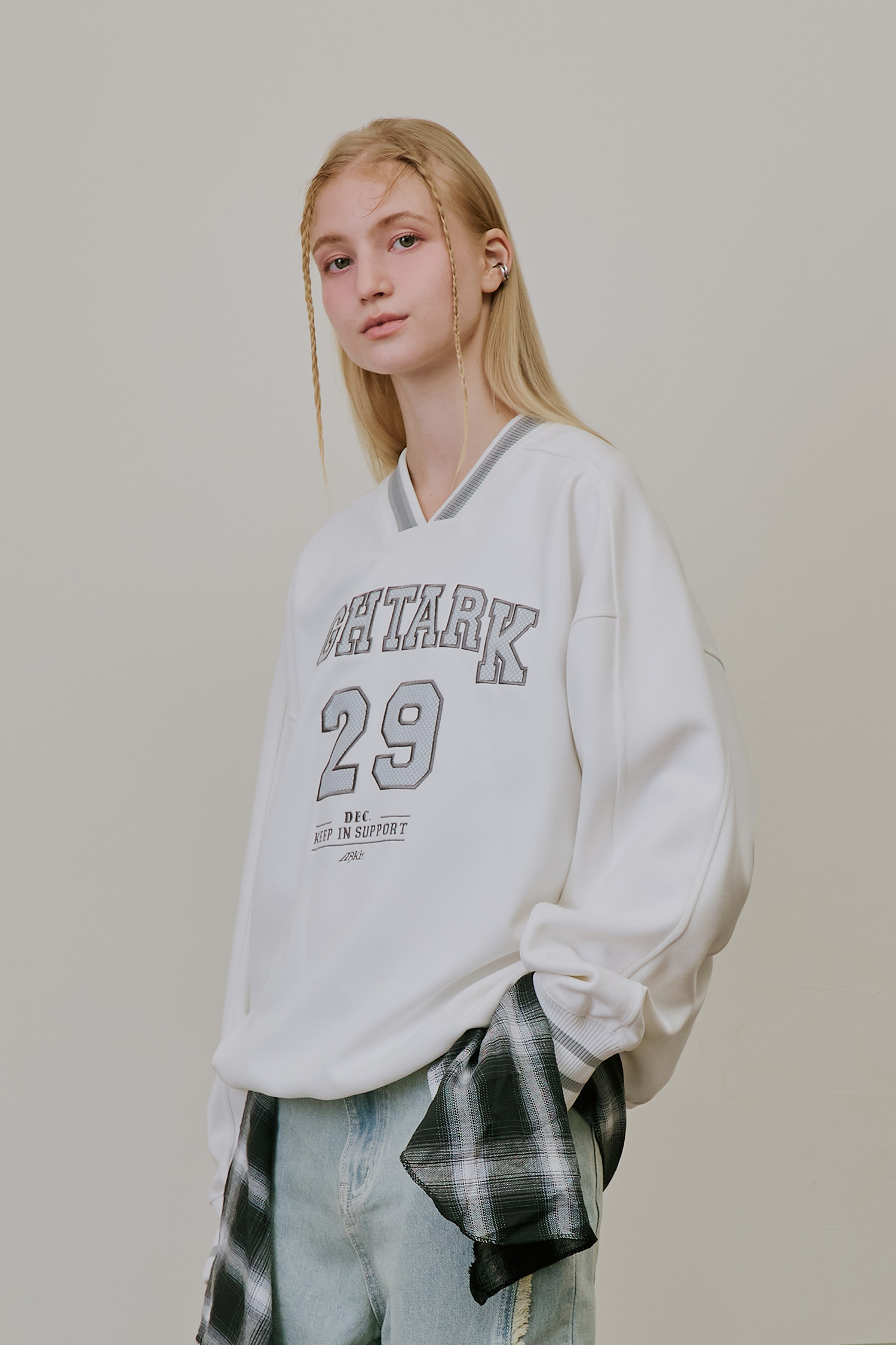 ARKis 運動風 V領長袖麂皮上衣