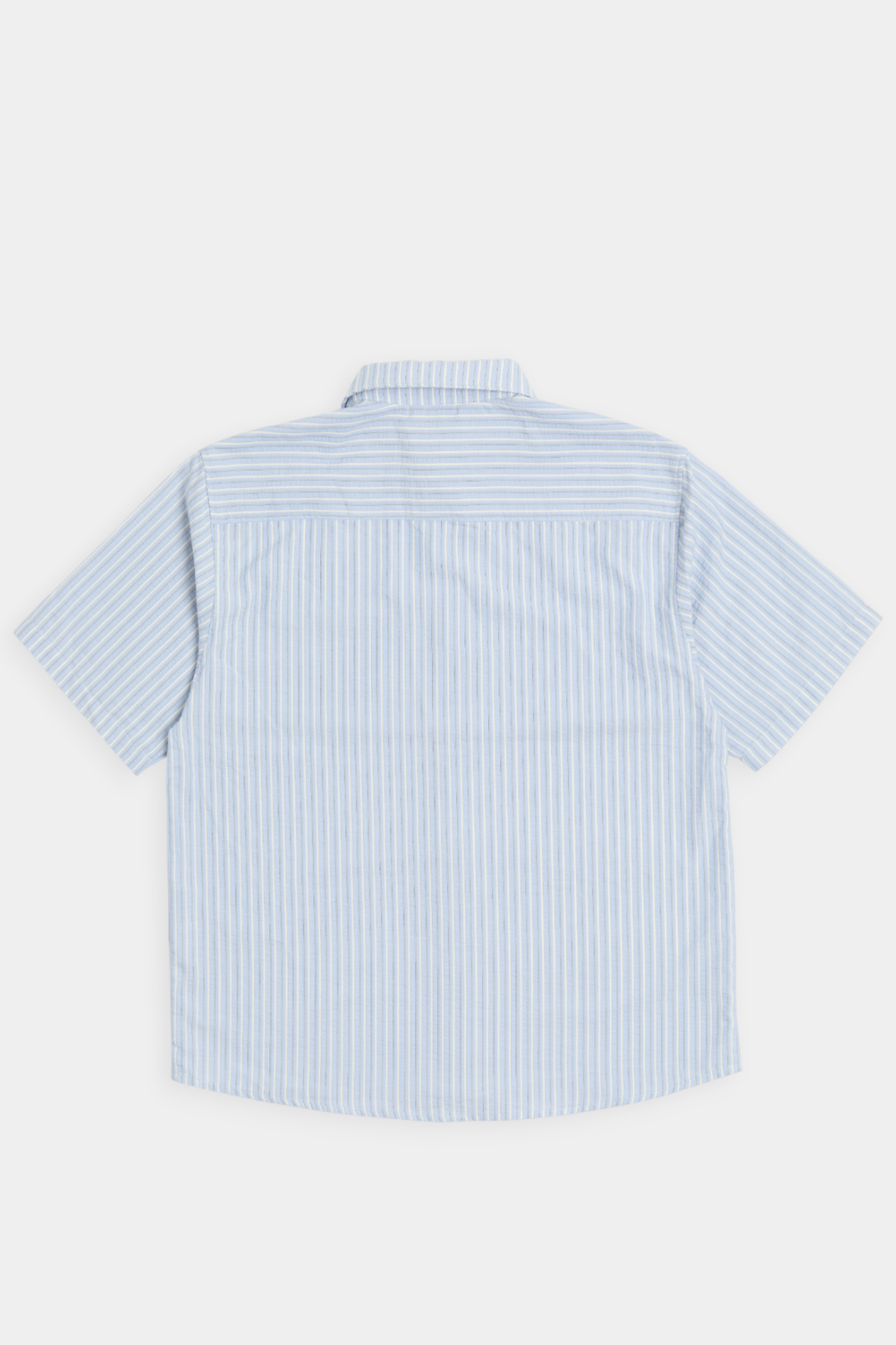 微皺紋理 條紋短袖襯衫