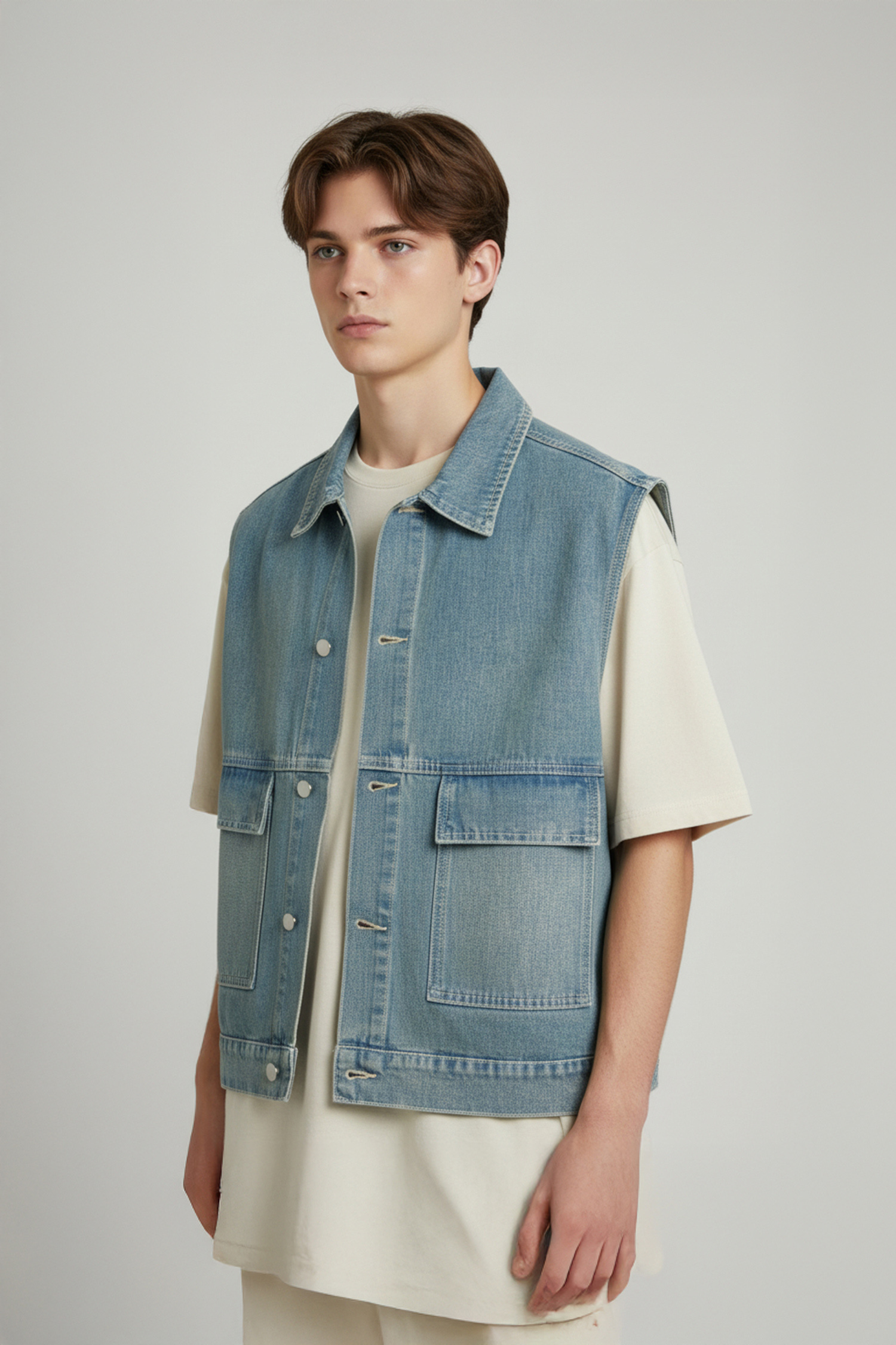 復古洗舊 牛仔外搭背心