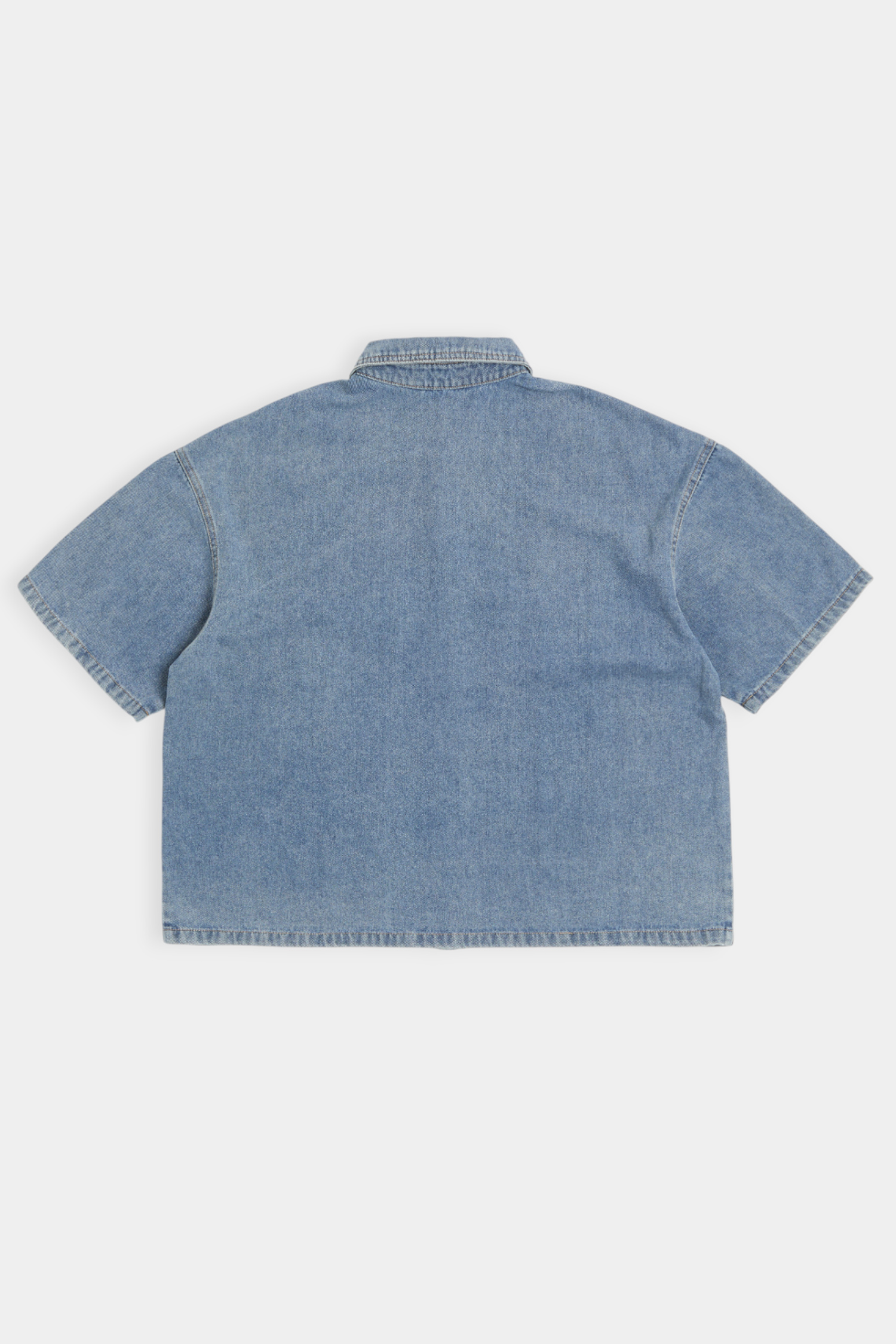 金屬撞釘 牛仔短版短袖襯衫