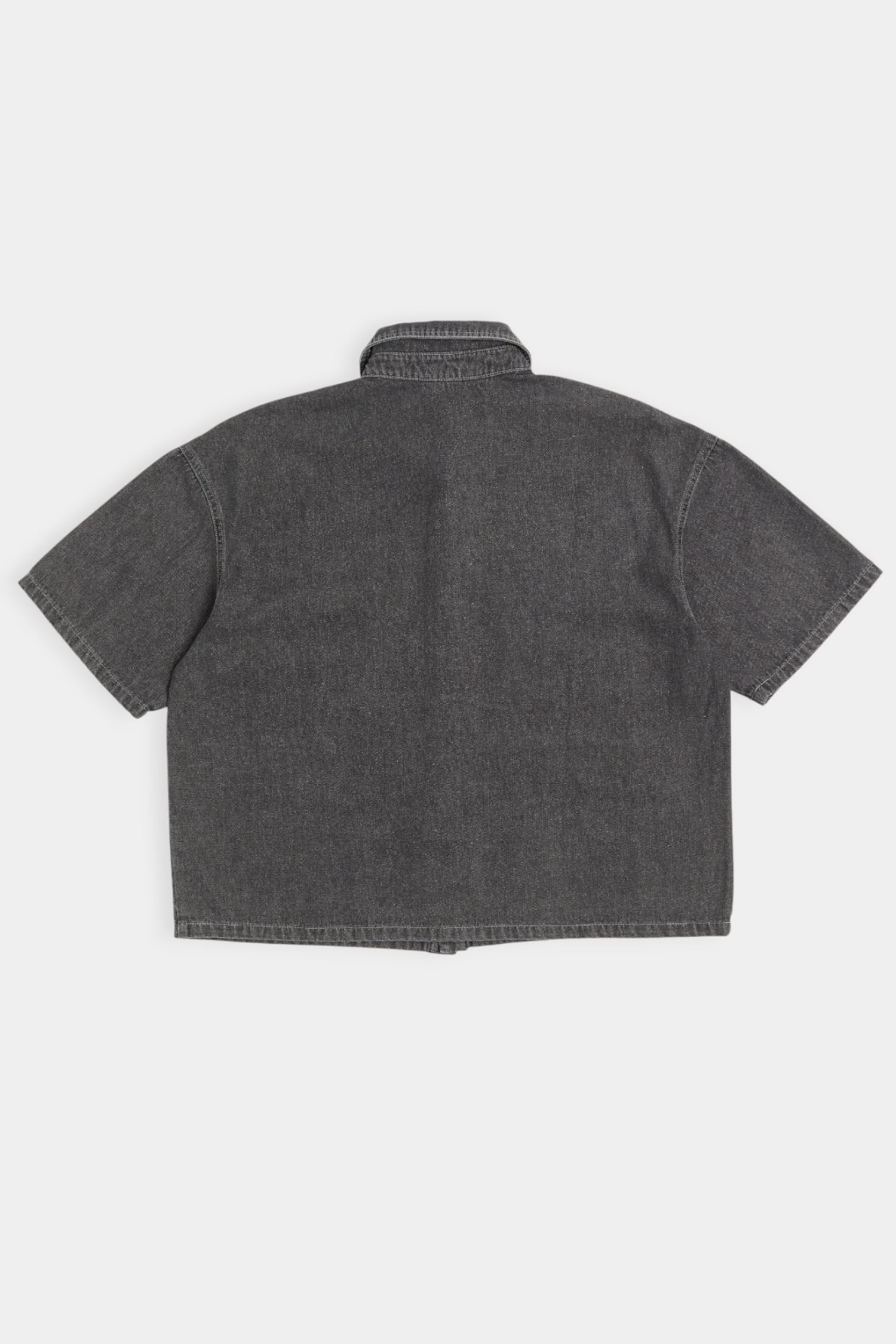 金屬撞釘 牛仔短版短袖襯衫