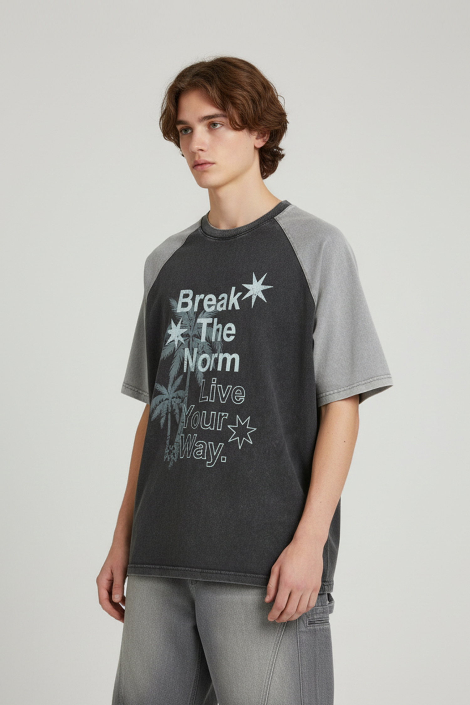 美式復古 拼色短袖上衣