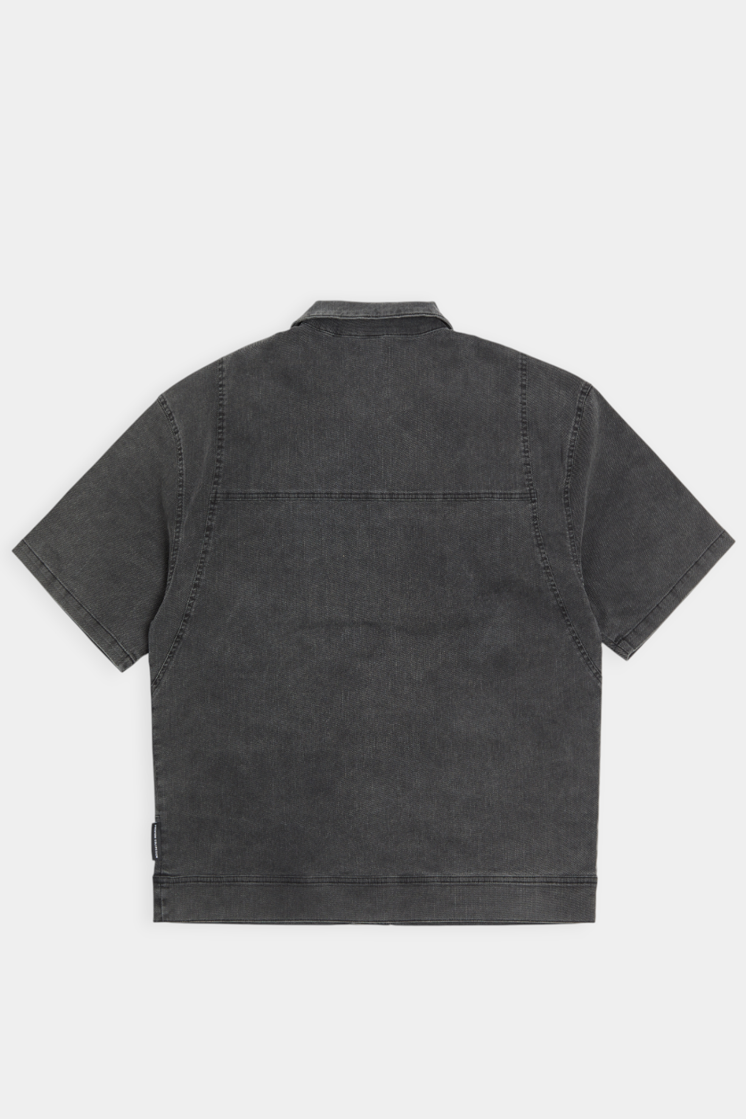 復古洗舊 拼接短袖襯衫