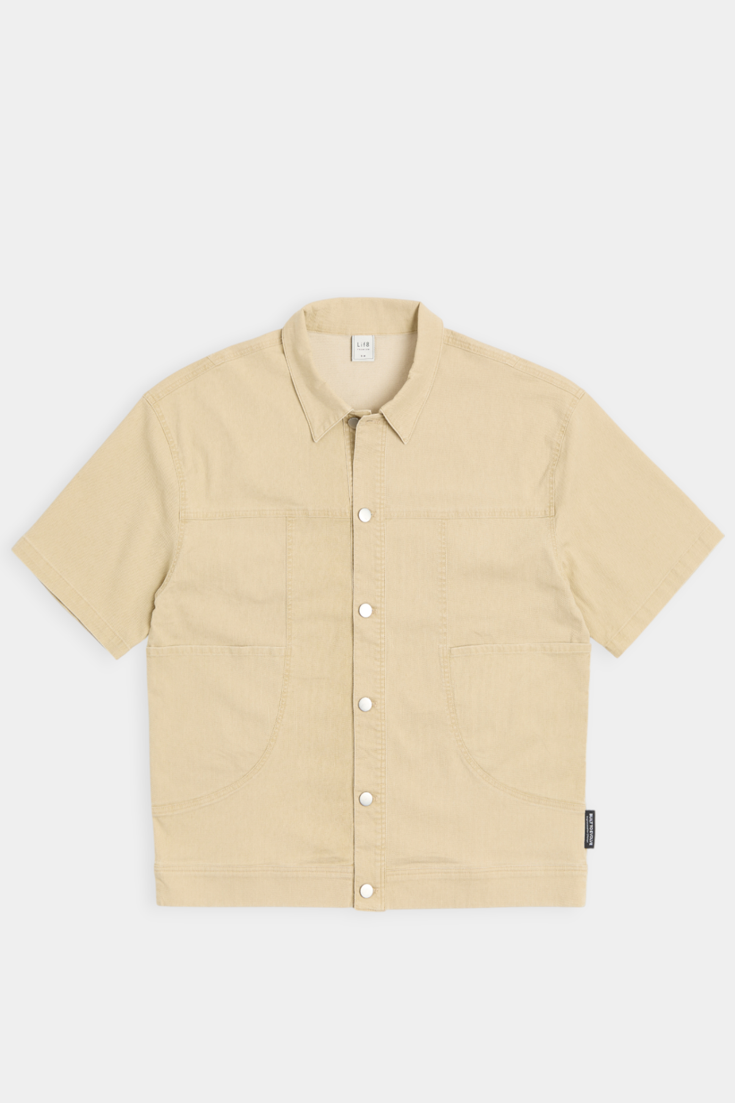 復古洗舊 拼接短袖襯衫