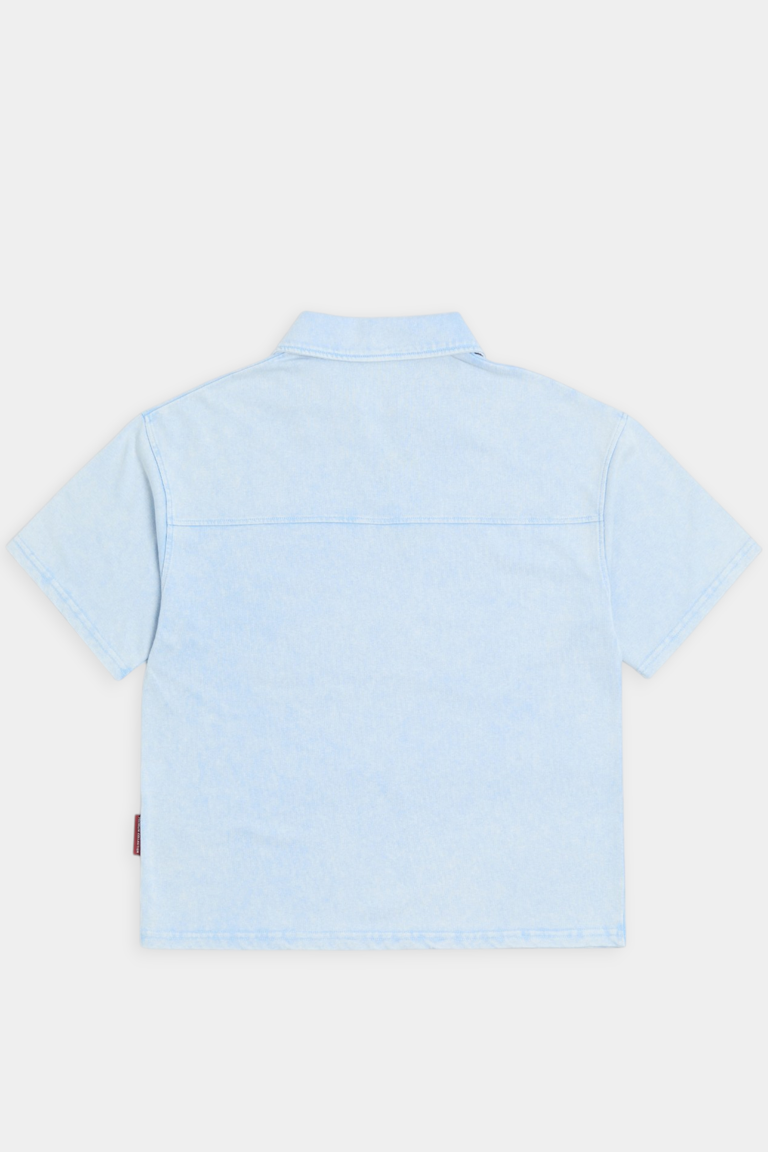 水洗貼布繡 半開襟短袖上衣