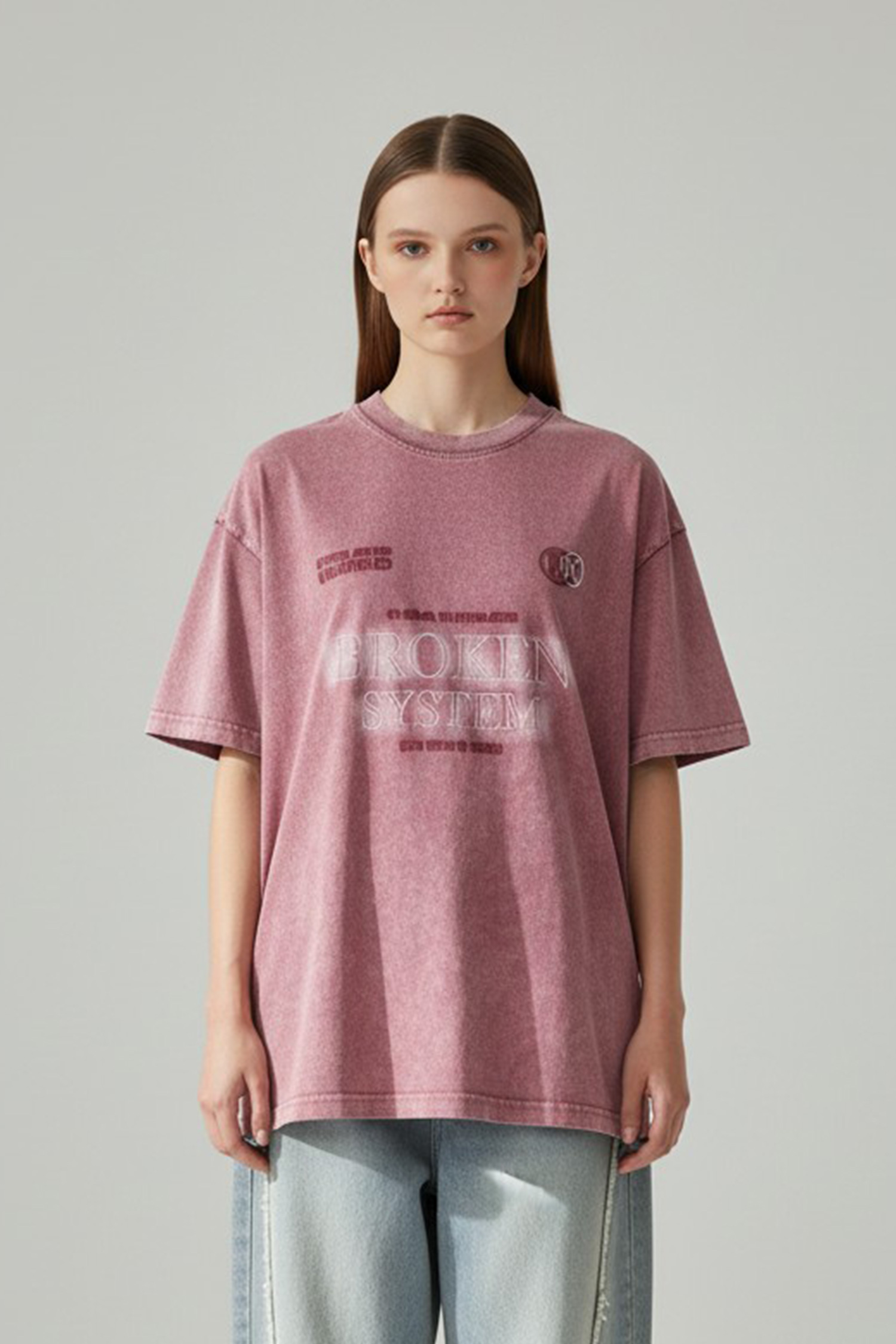 水洗仿舊 電繡短袖上衣