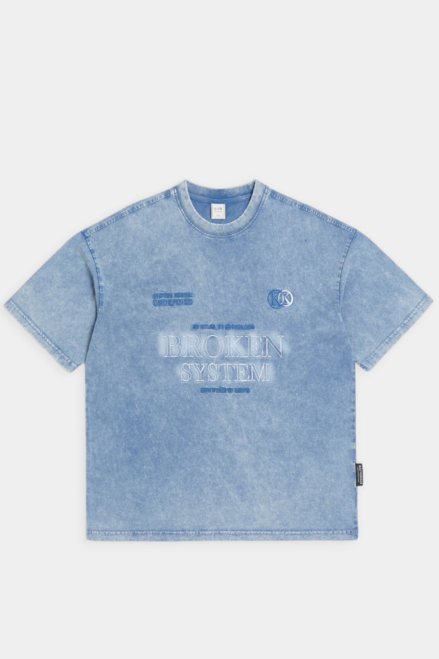 水洗仿舊 電繡短袖上衣