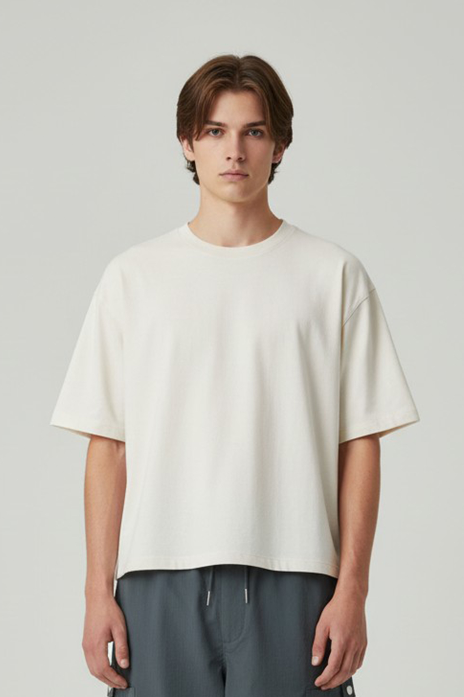 麂皮基礎短袖上衣(短版)