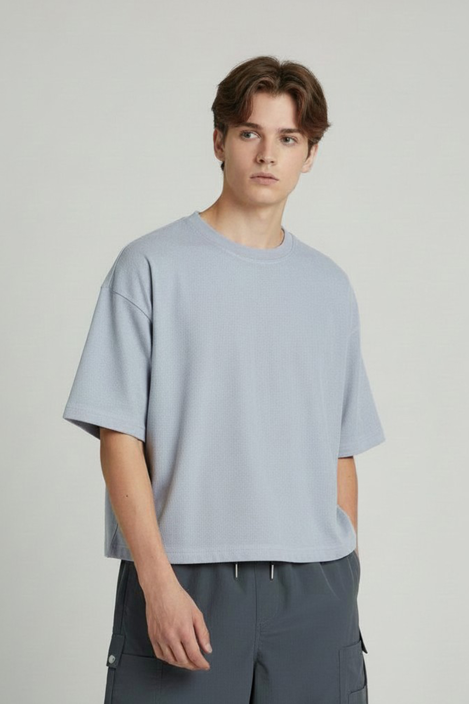 麂皮基礎短袖上衣(短版)