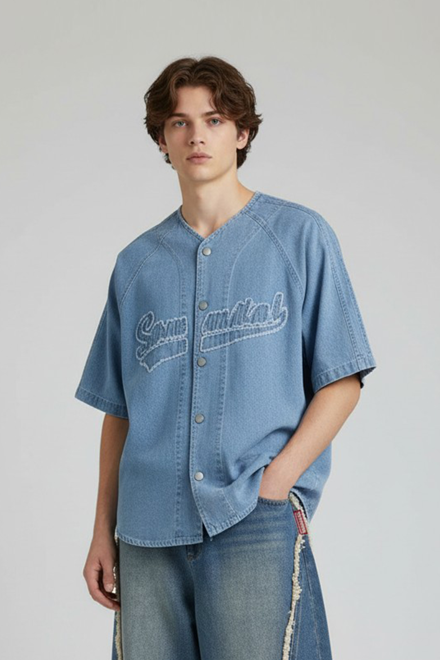 復古棒球牛仔罩衫