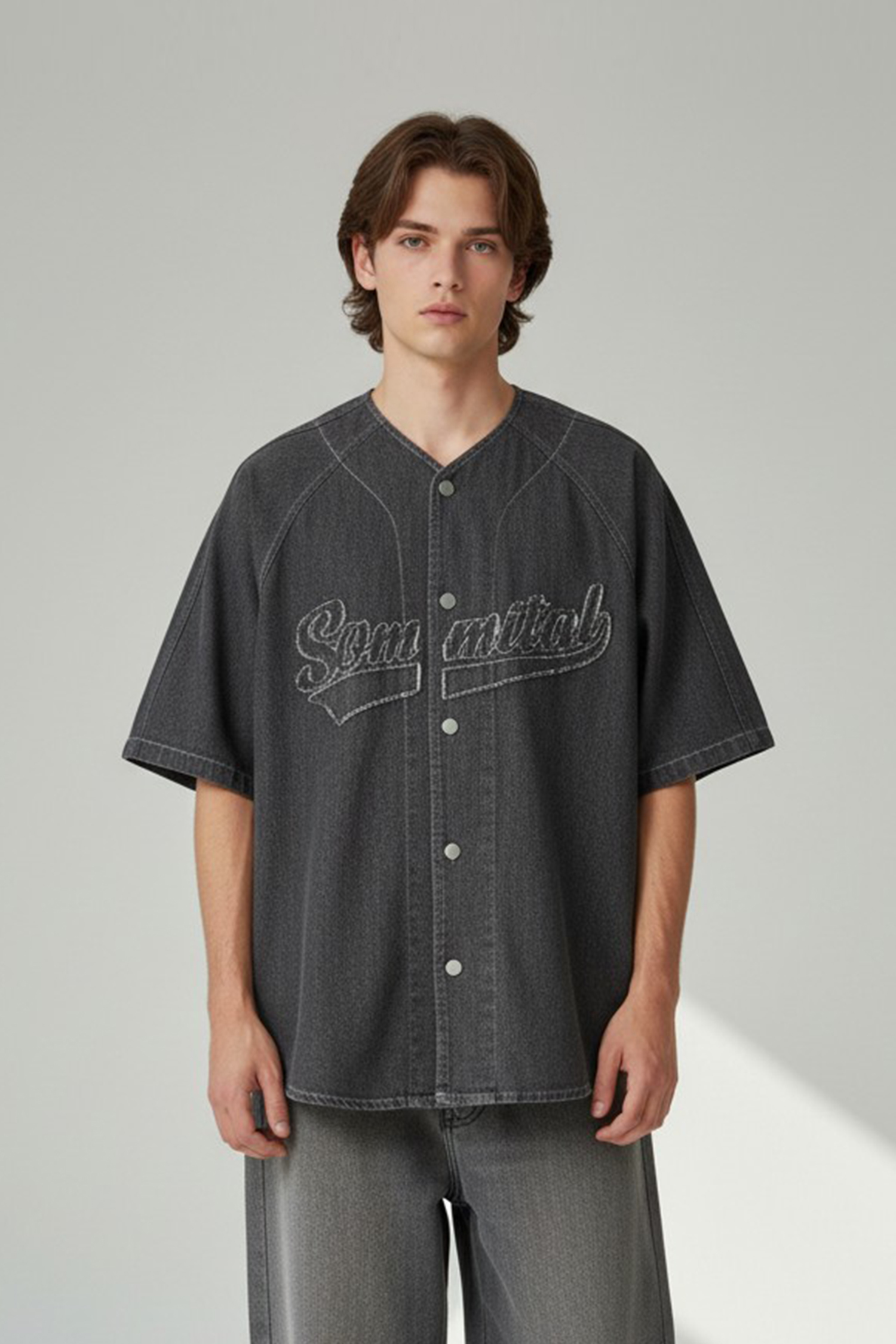 復古棒球牛仔罩衫