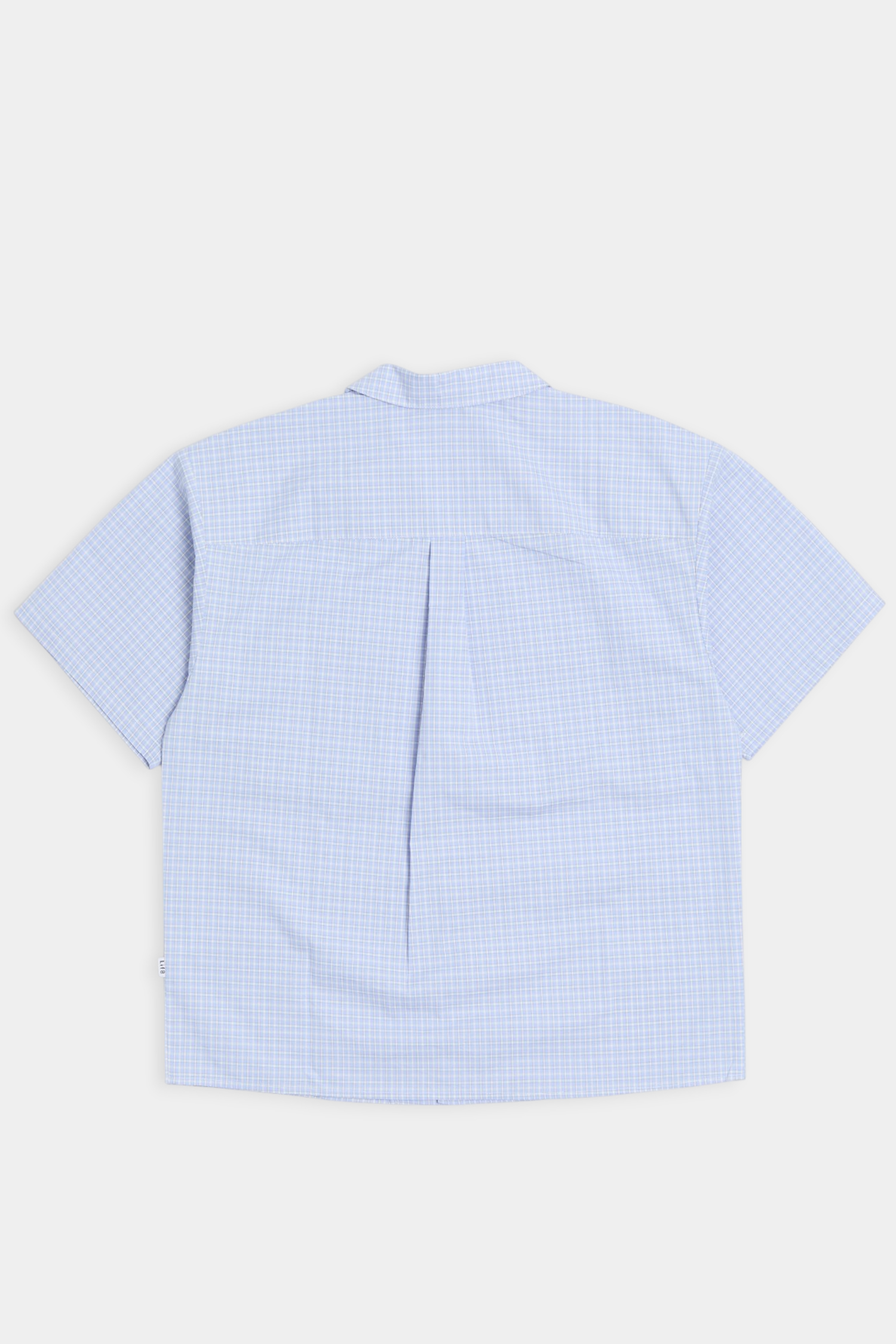 清新小格 翻領短袖襯衫