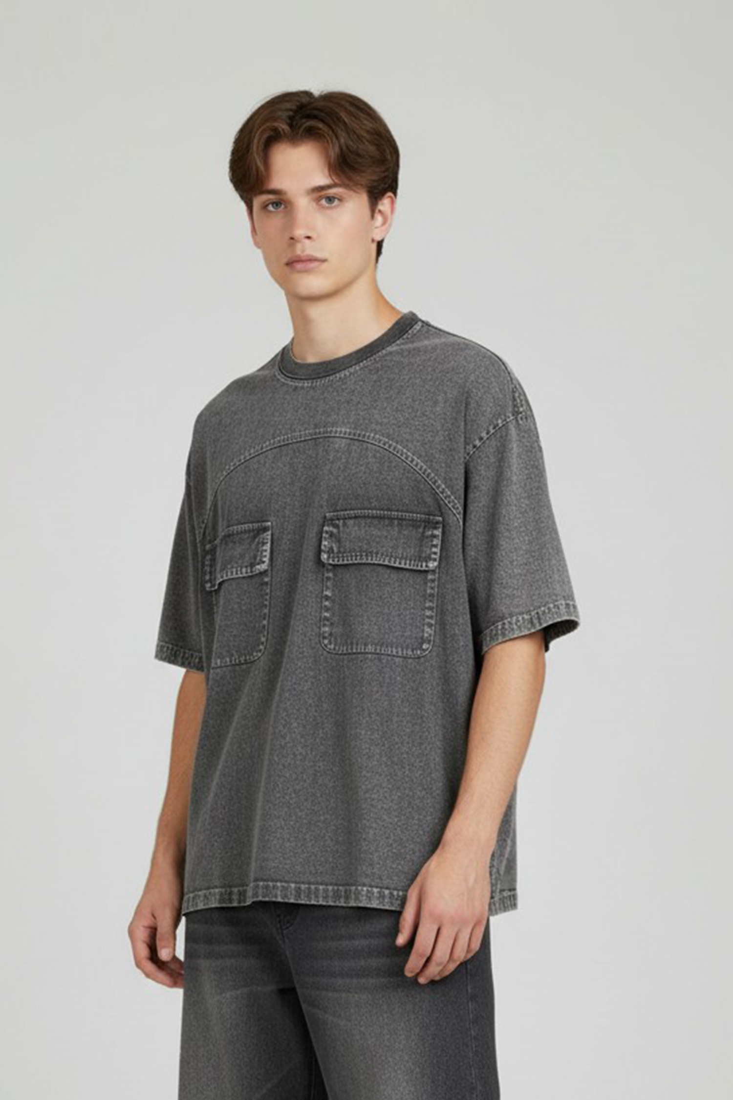 輕薄冰涼 牛仔短袖襯衫