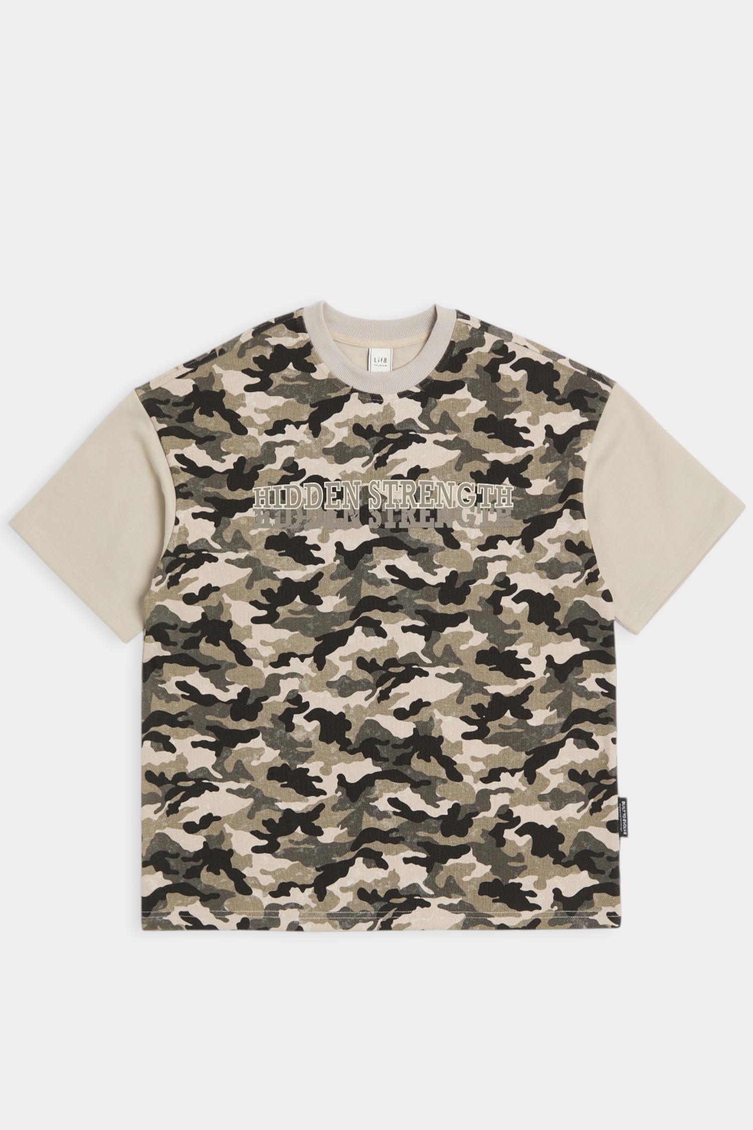 仿舊迷彩 拼色短袖上衣