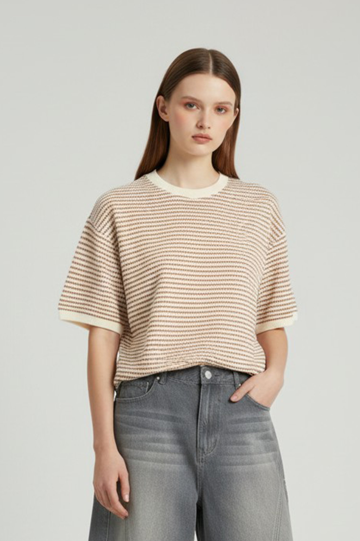 編織條紋 短袖上衣