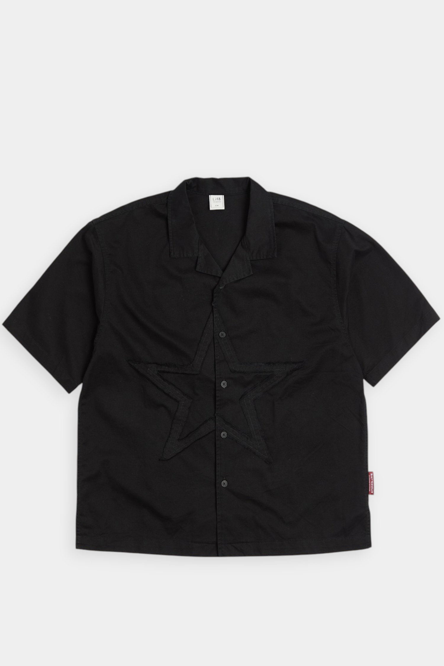 復古仿舊 貼布繡短袖襯衫