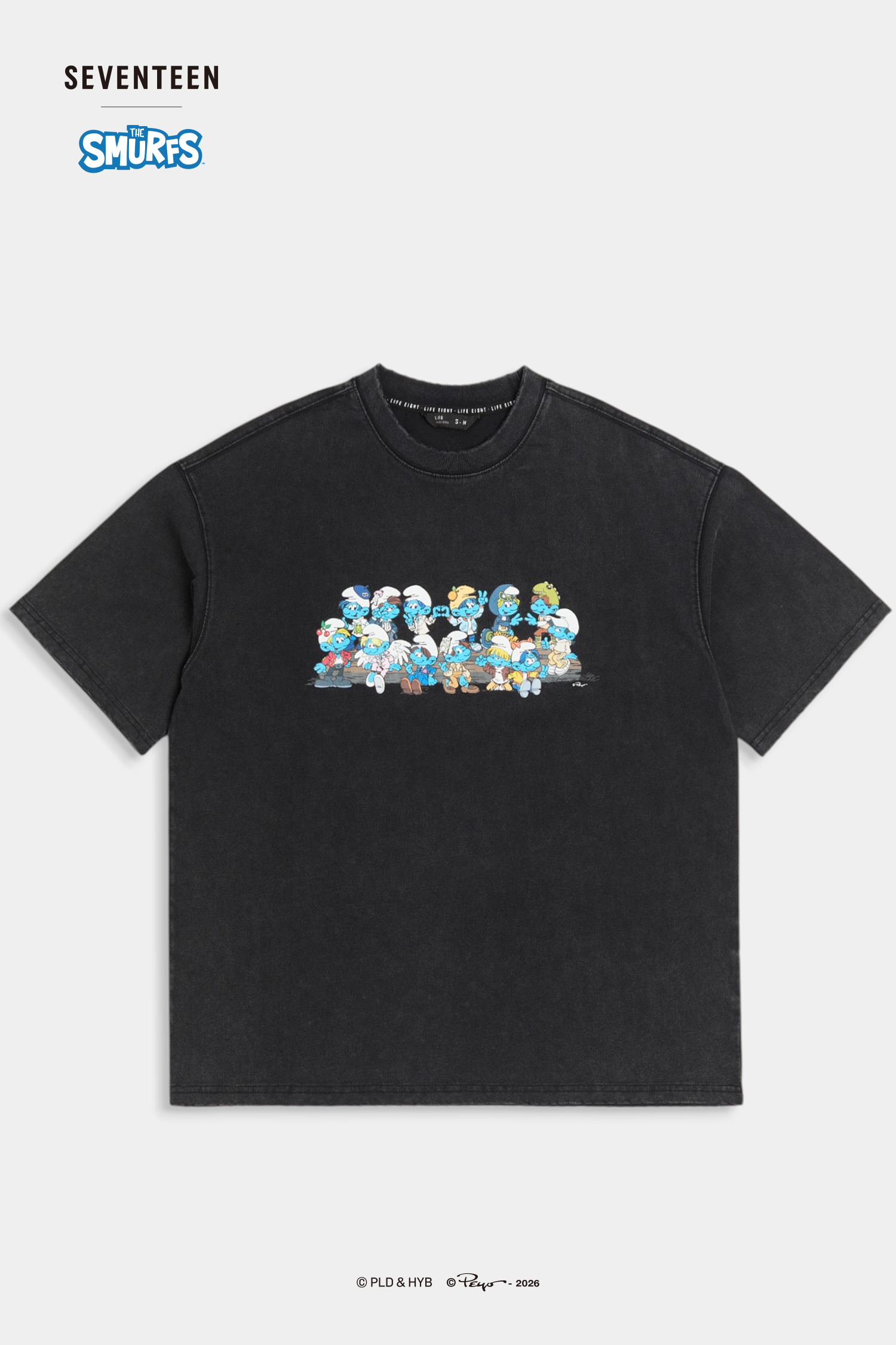 SEVENTEEN│THE SMURFS 洗舊短袖上衣