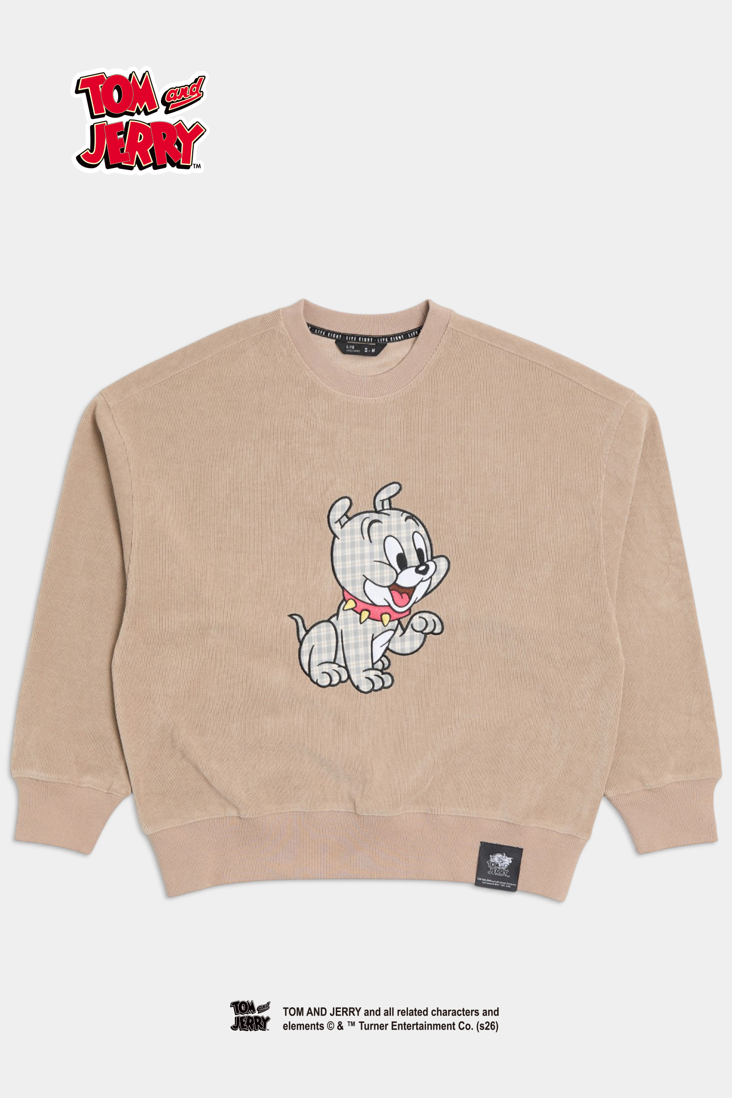 TOM AND JERRY 復古格紋 貼布繡長袖上衣