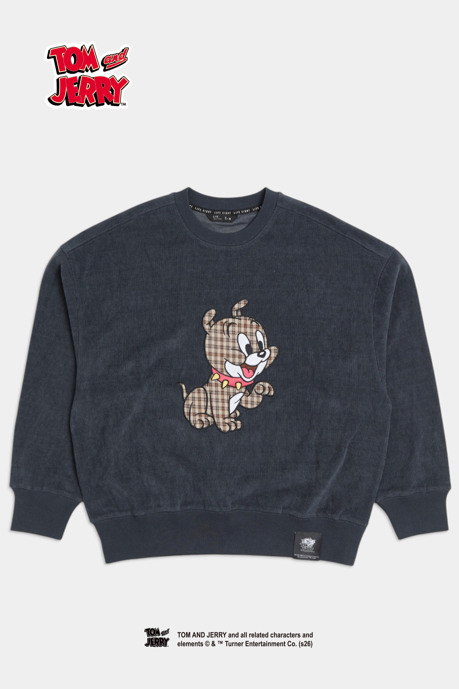 TOM AND JERRY 復古格紋 貼布繡長袖上衣