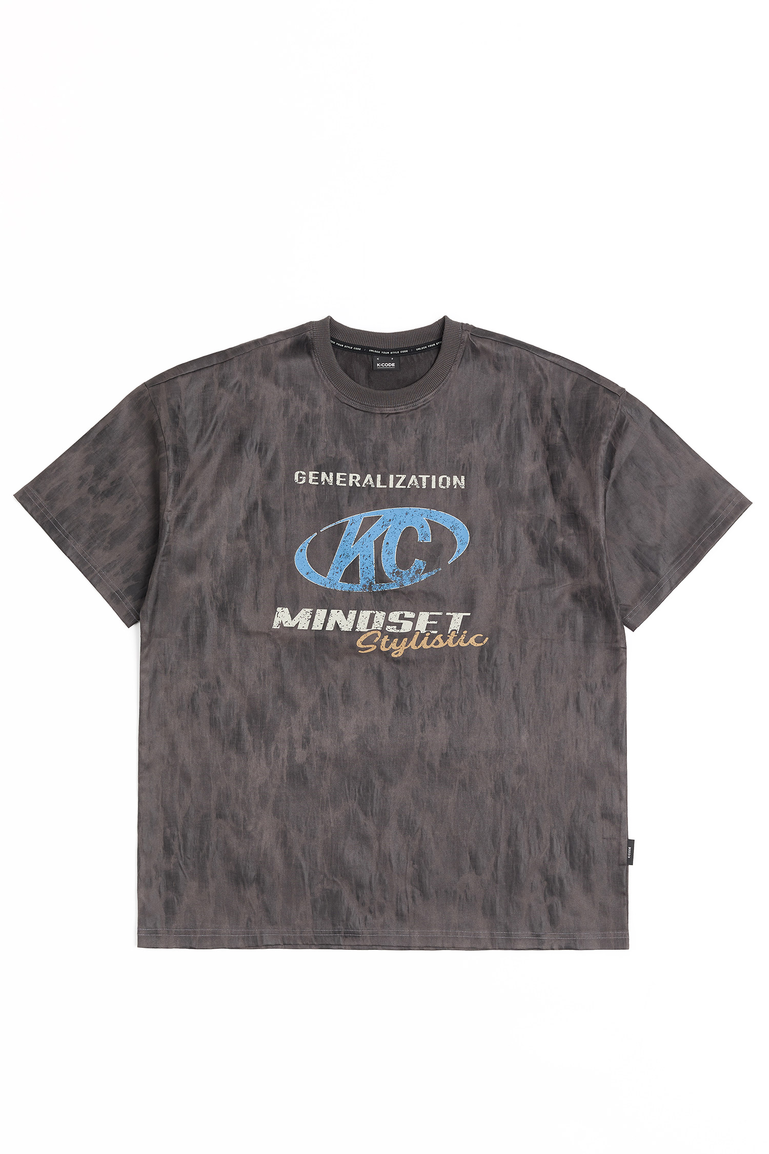 K:CODE 仿皮潑墨 印花短袖上衣(寬版)