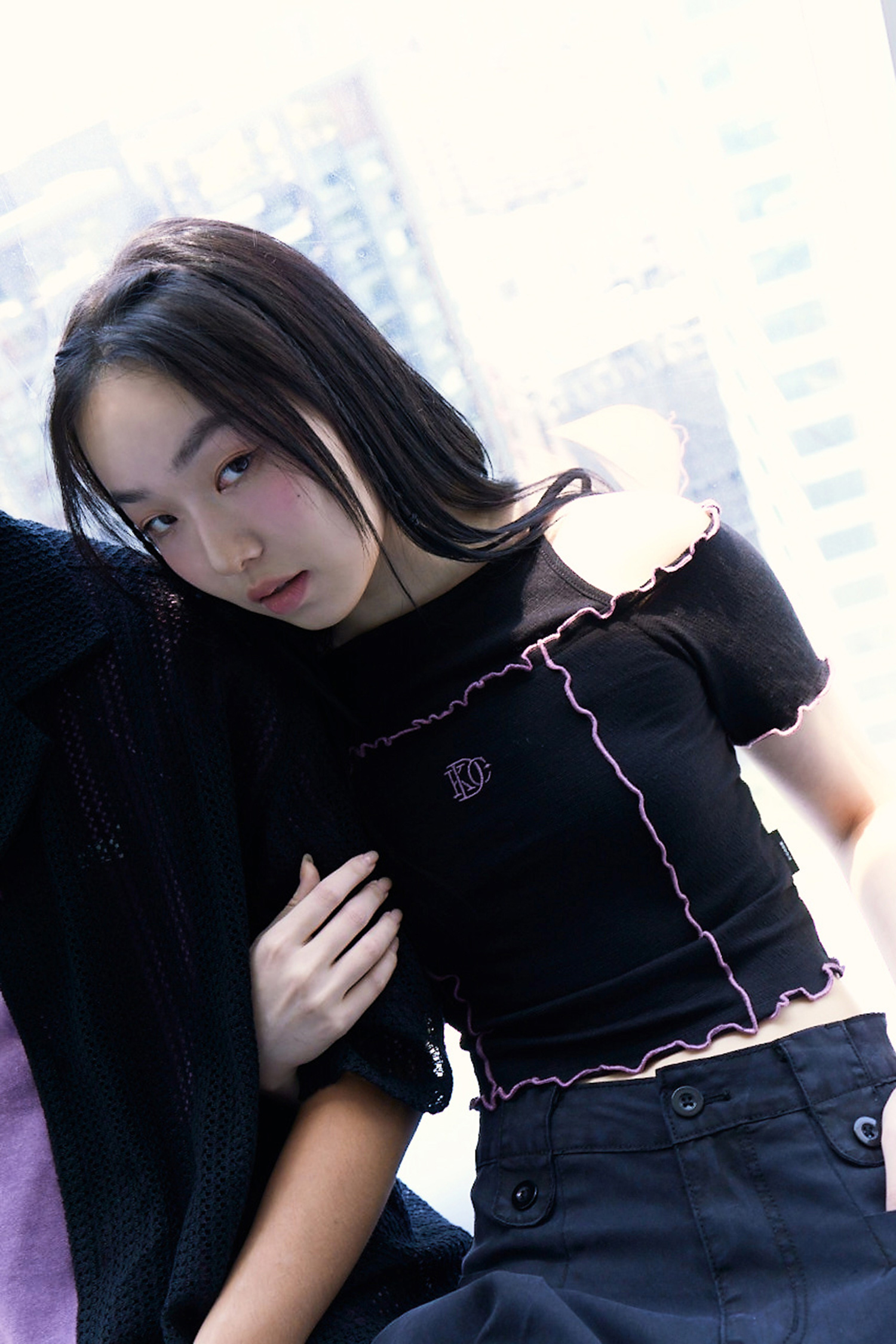 K:CODE 撞色捲邊 合身上衣(女)