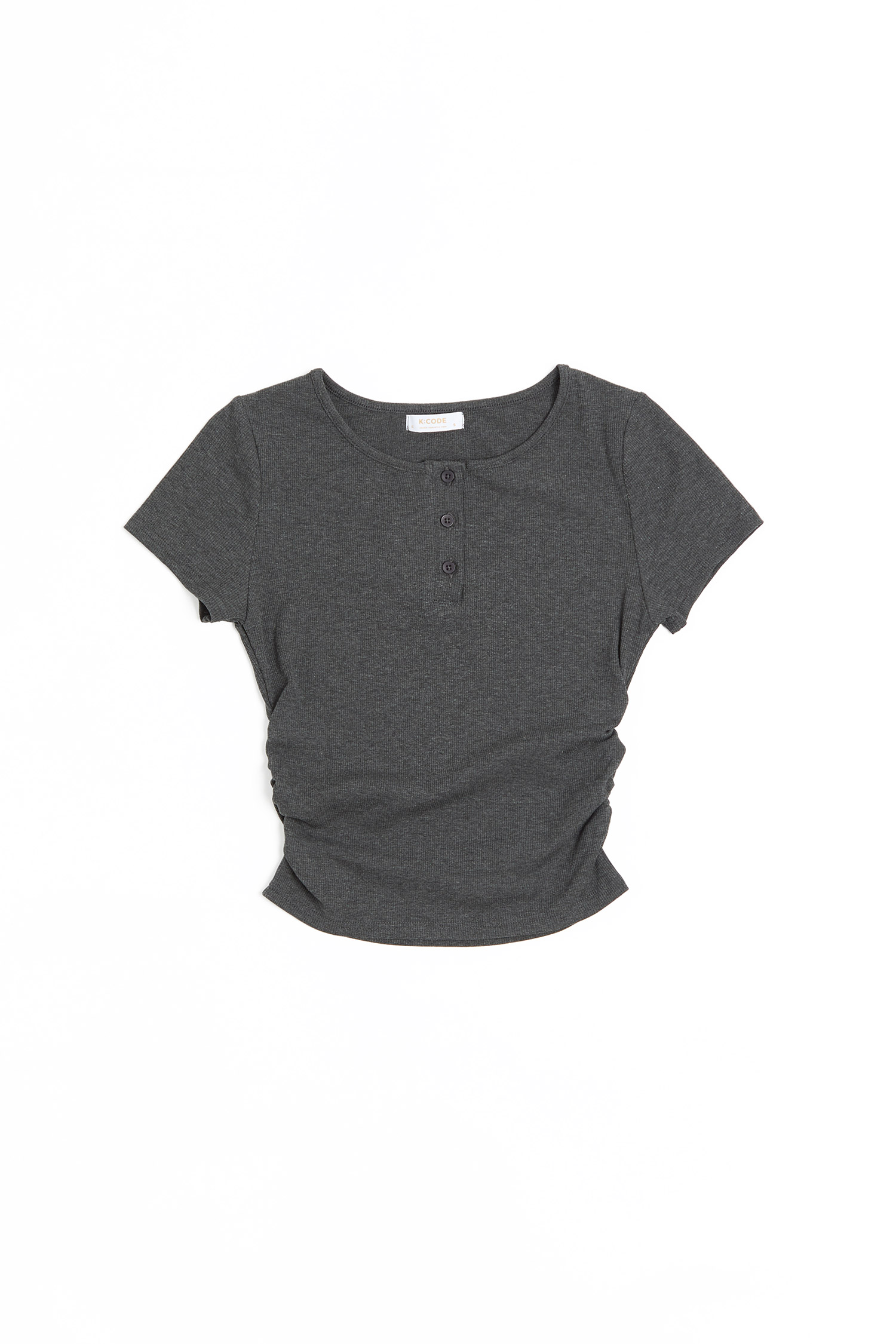 半開襟 抽皺短袖上衣(女)