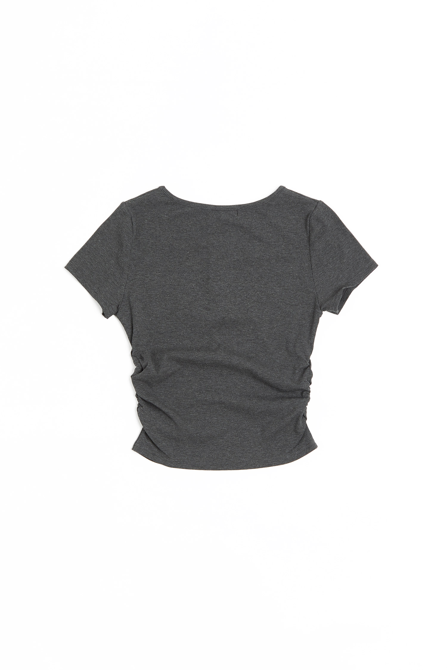 半開襟 抽皺短袖上衣(女)