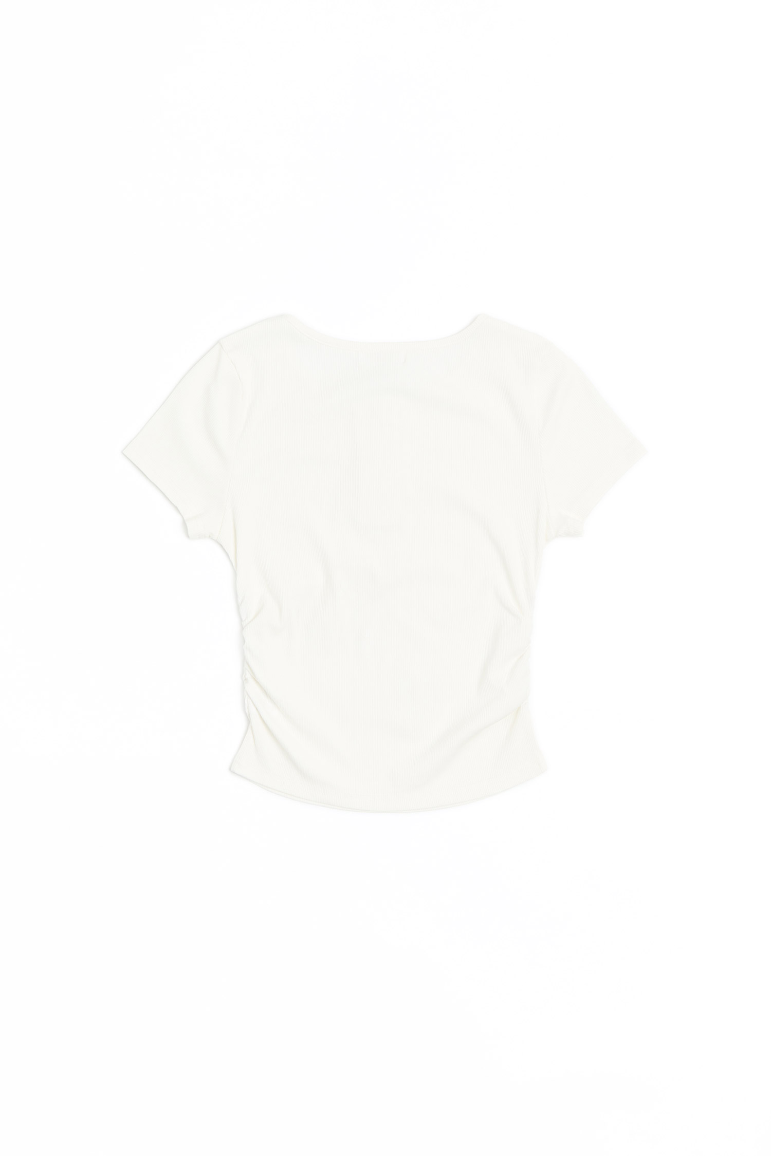 半開襟 抽皺短袖上衣(女)