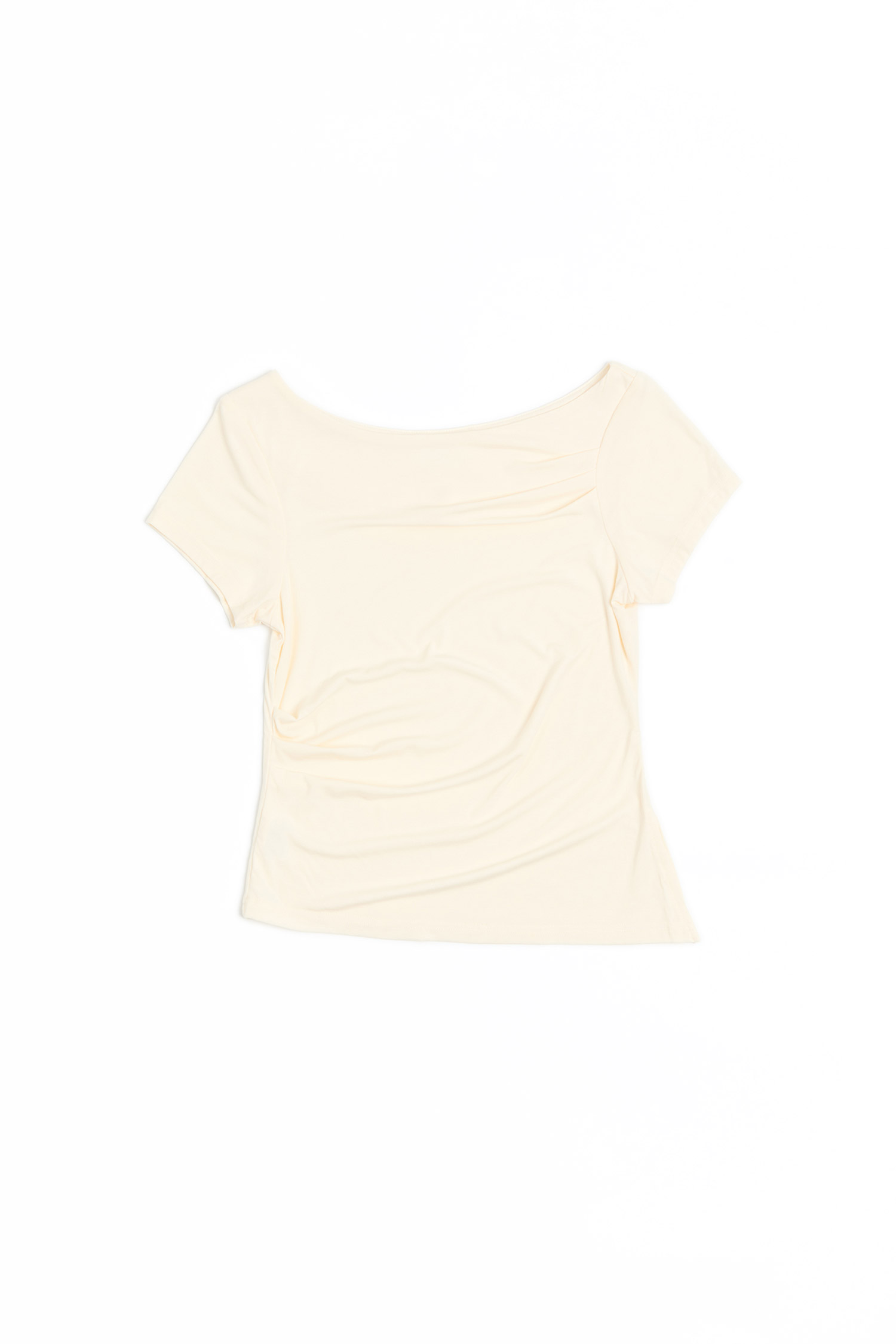 不對稱 抓褶短袖上衣(女)