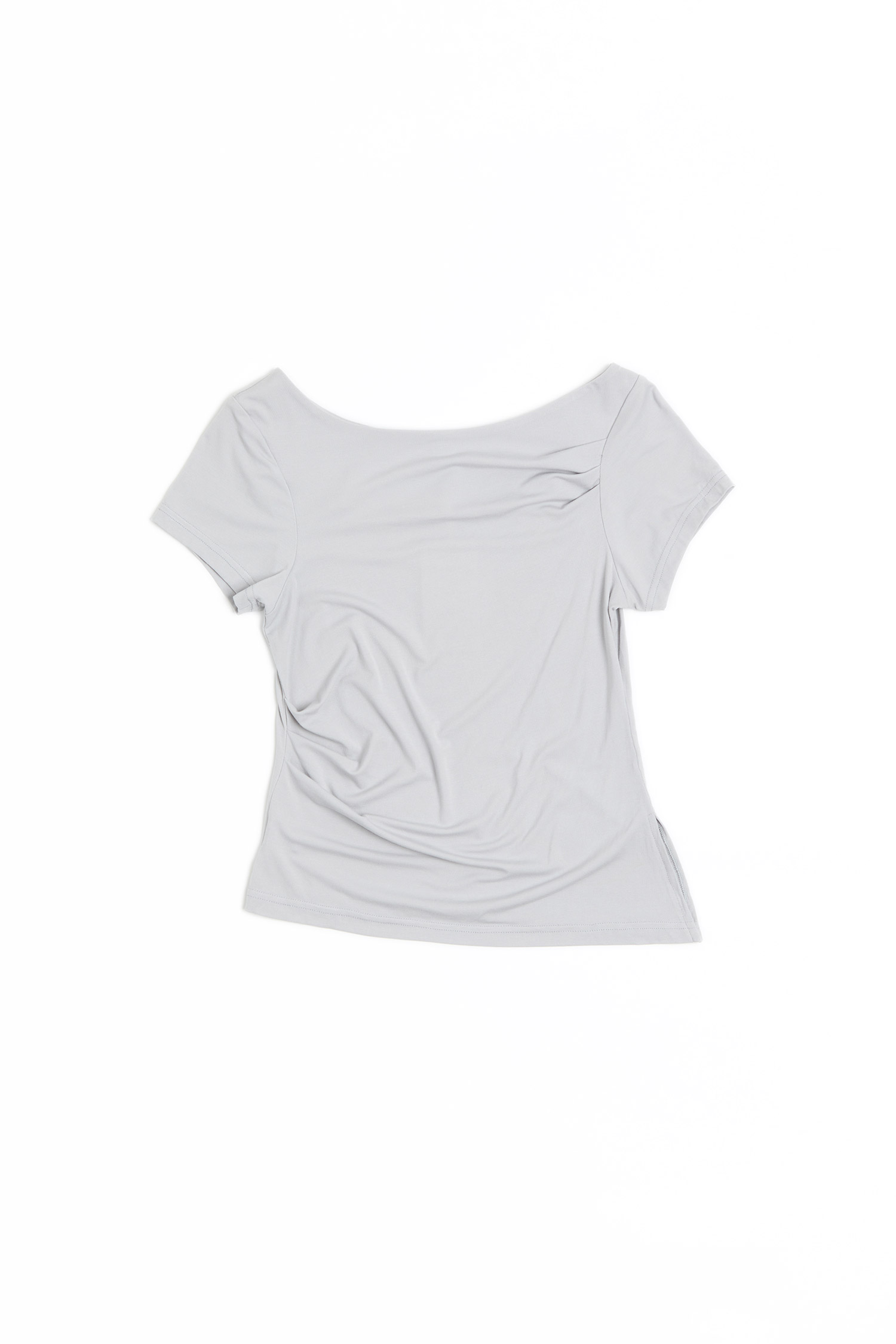 不對稱 抓褶短袖上衣(女)