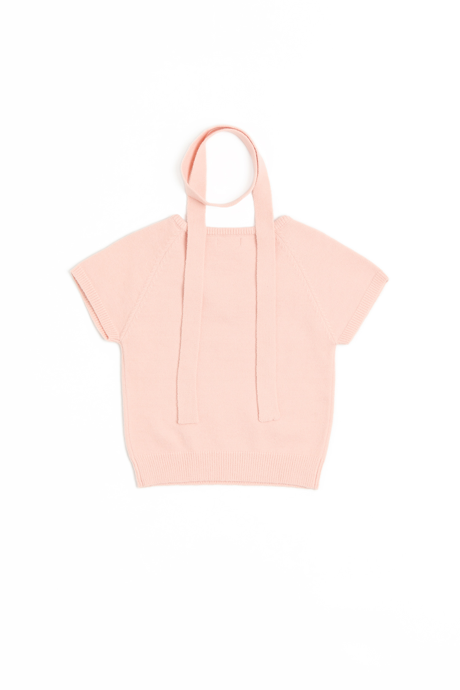 圍脖V領 短袖針織上衣(女)