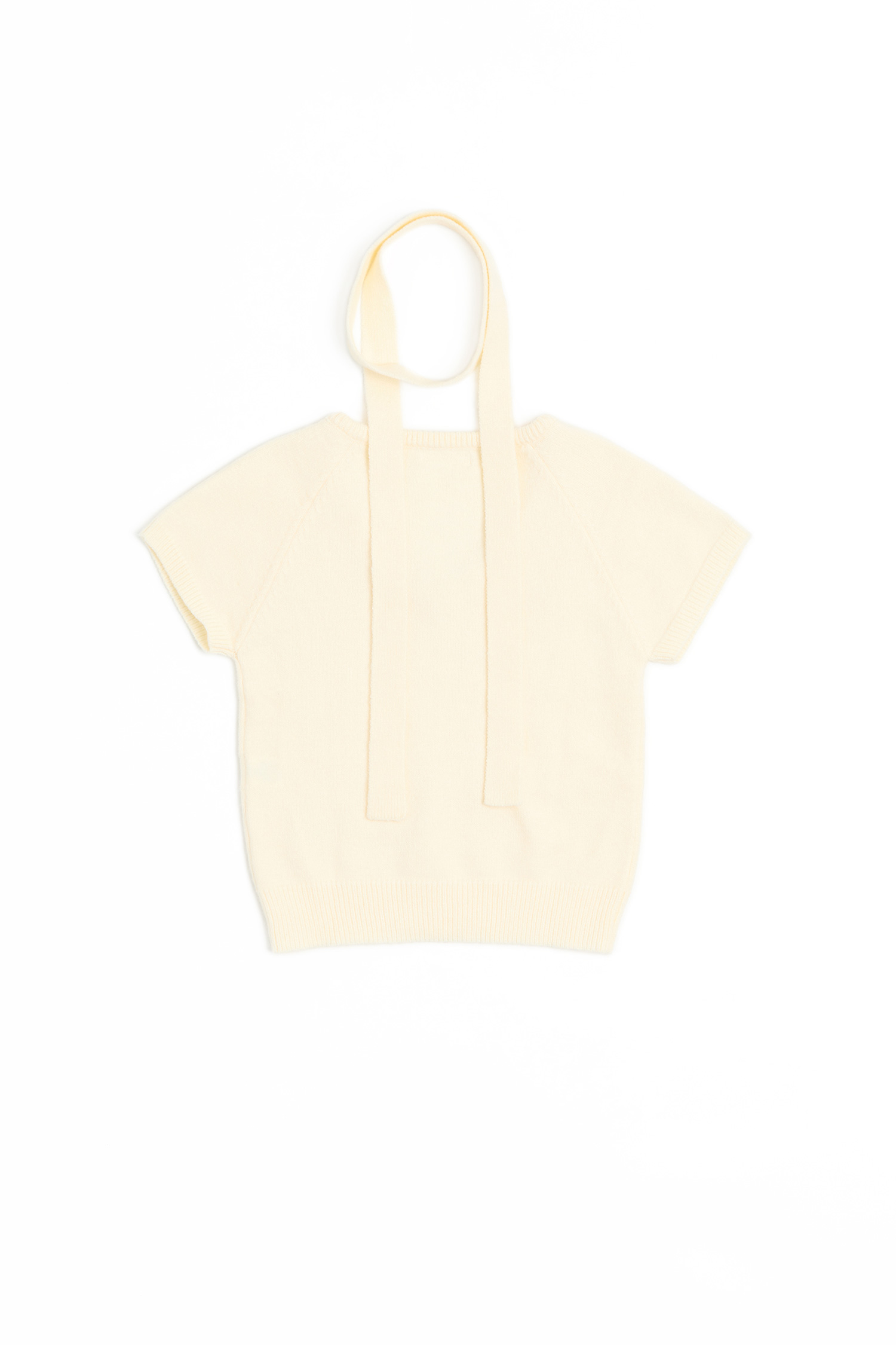 圍脖V領 短袖針織上衣(女)