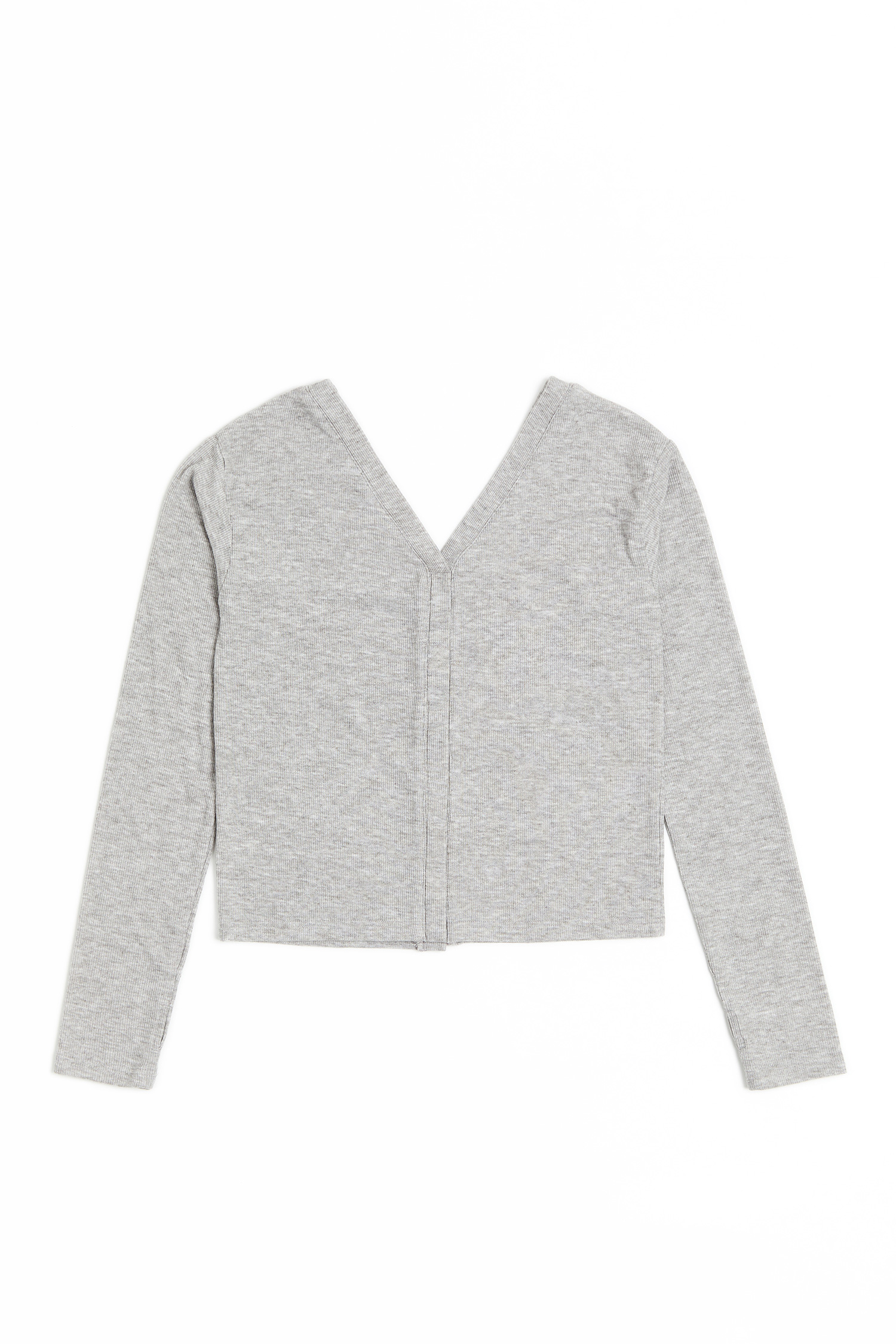 雙V領 坑條針織長袖上衣(女)