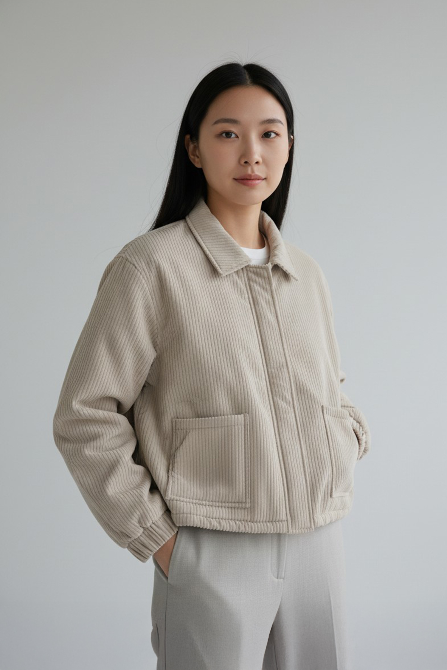 奶油麵包 鋪棉翻領外套(女)