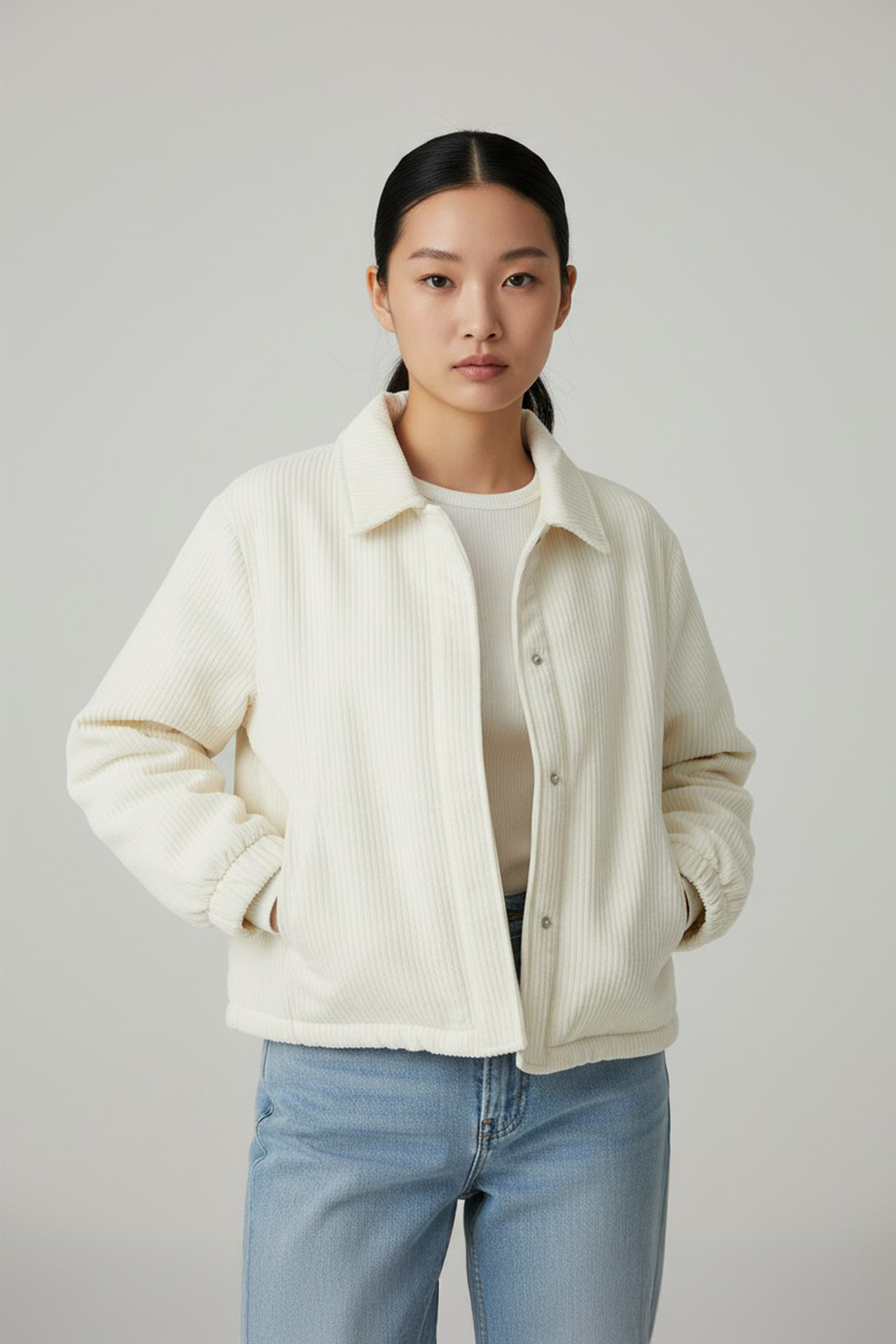 奶油麵包 鋪棉翻領外套(女)