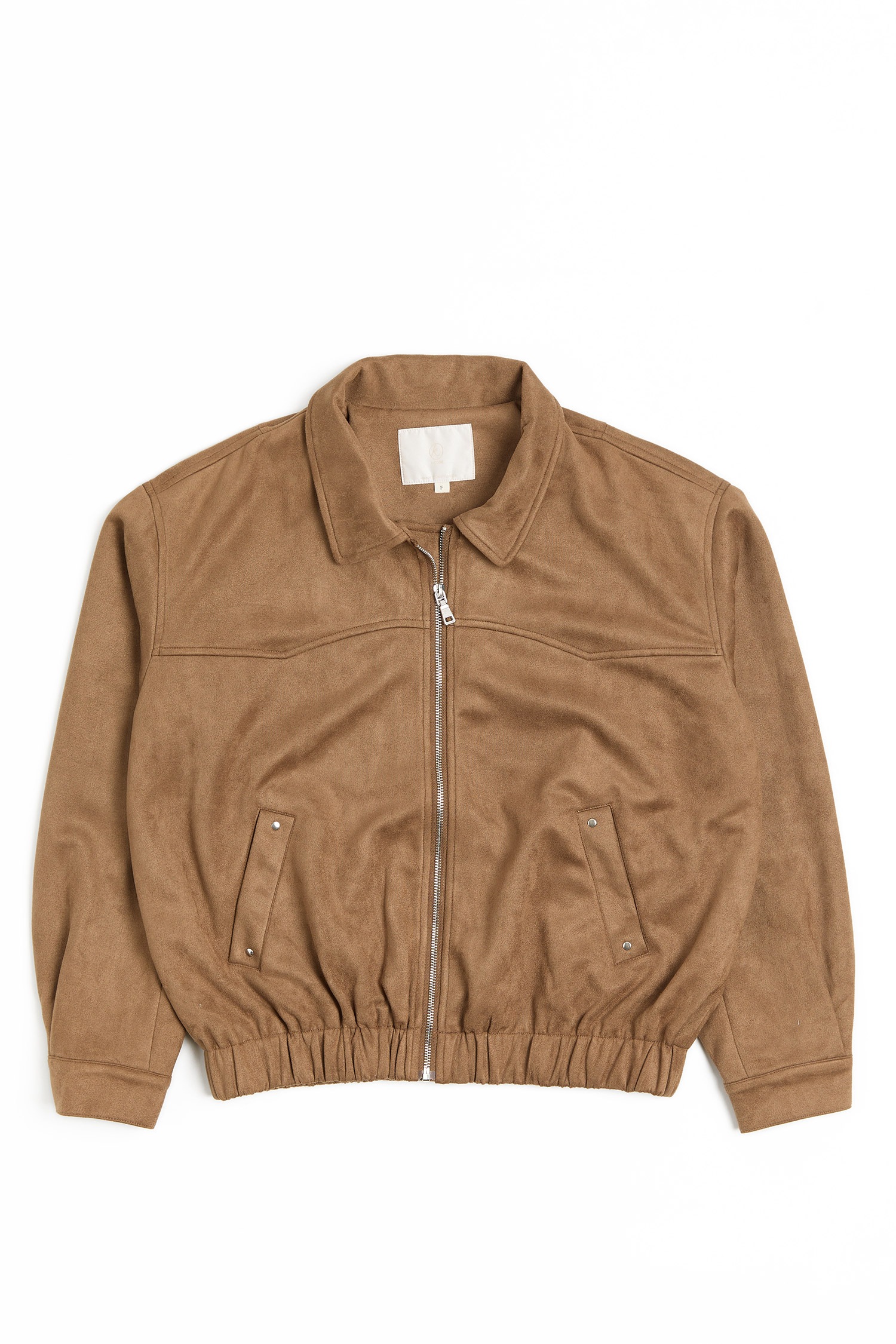 率性翻領 麂皮拉鍊外套(女)