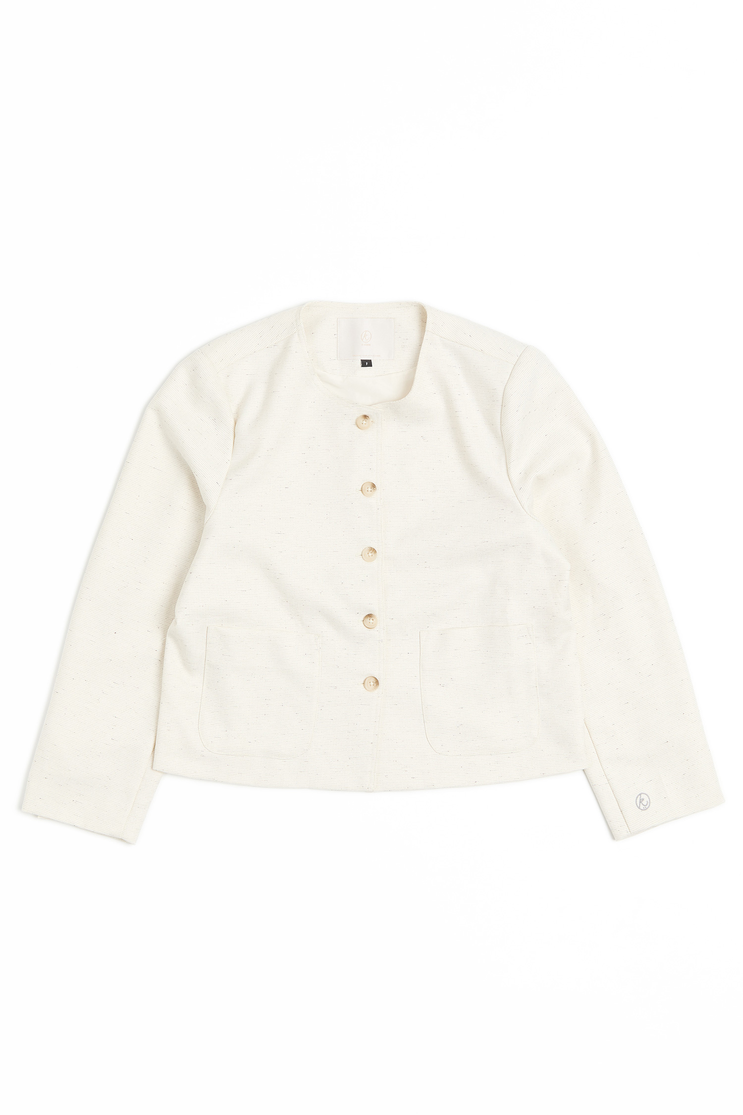 紋理感圓領西裝外套(女)