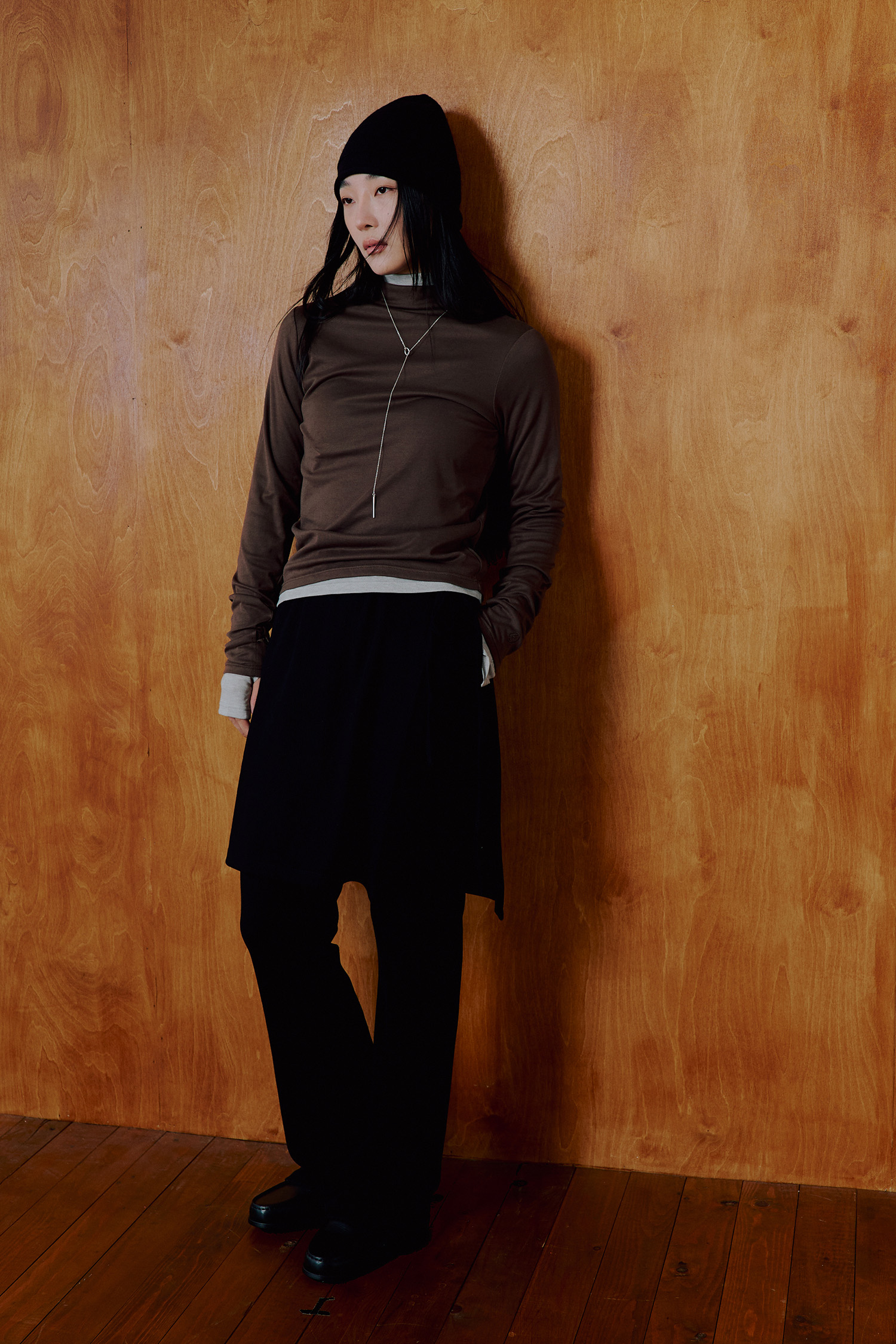 親膚小立領 指套針織上衣(女)