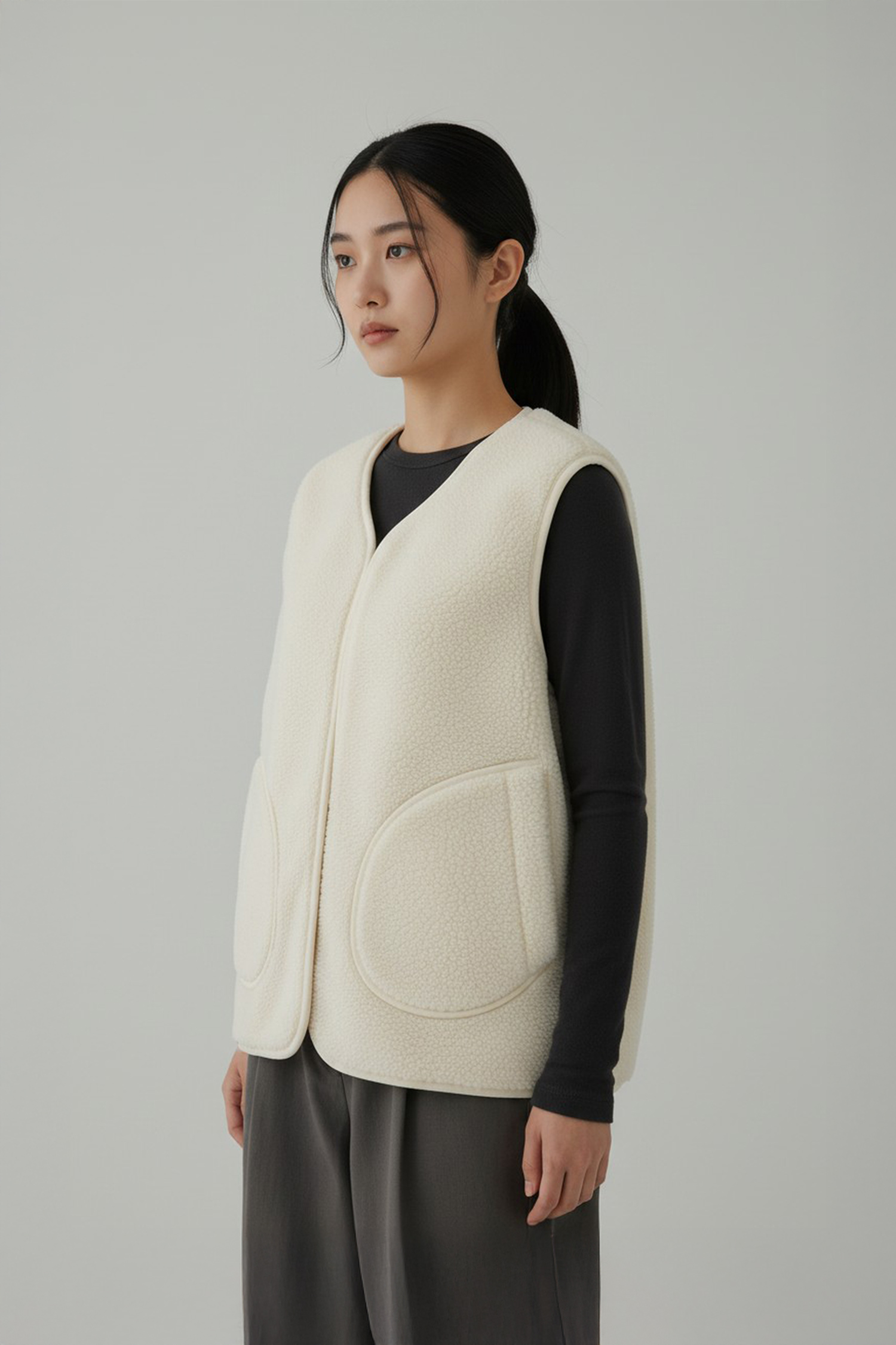 羊羔絨 麂皮口袋背心