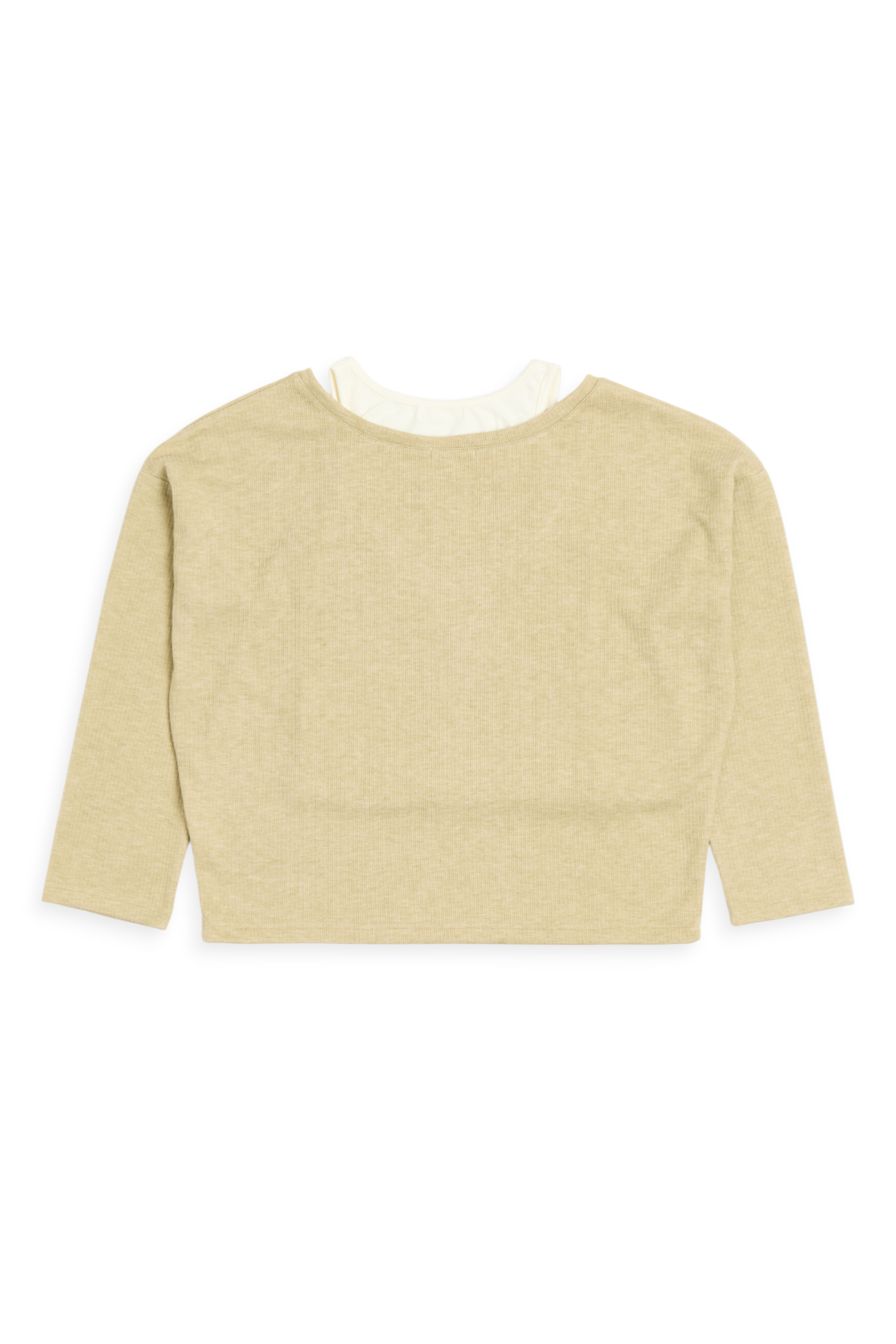 仿羊絨 兩件式撞色上衣