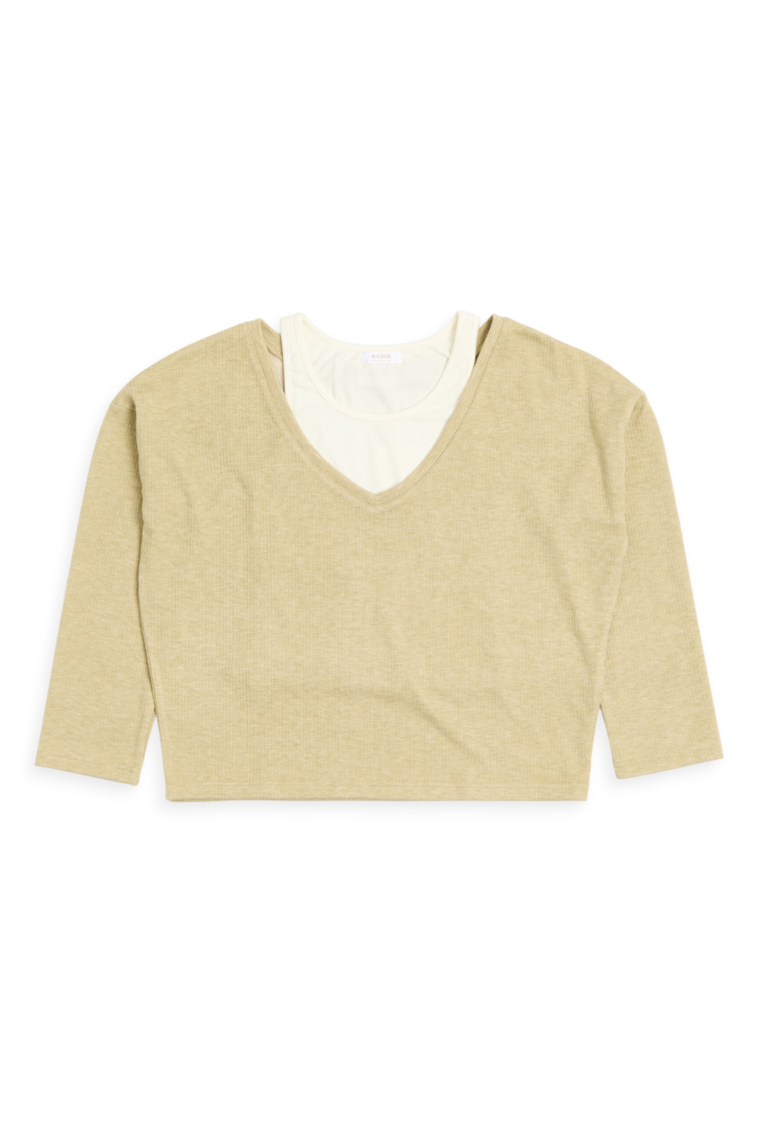 仿羊絨 兩件式撞色上衣