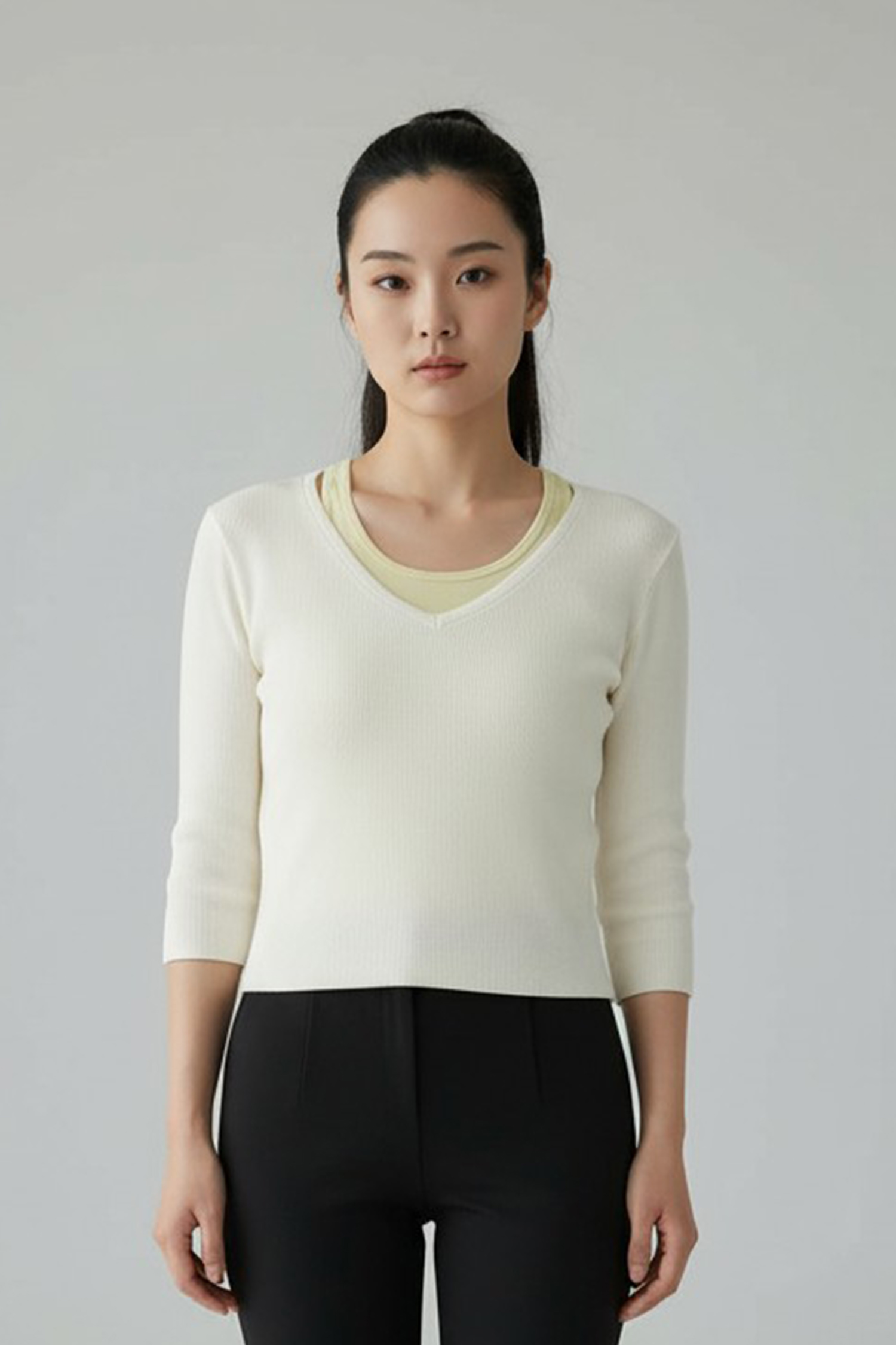 仿羊絨 兩件式撞色上衣