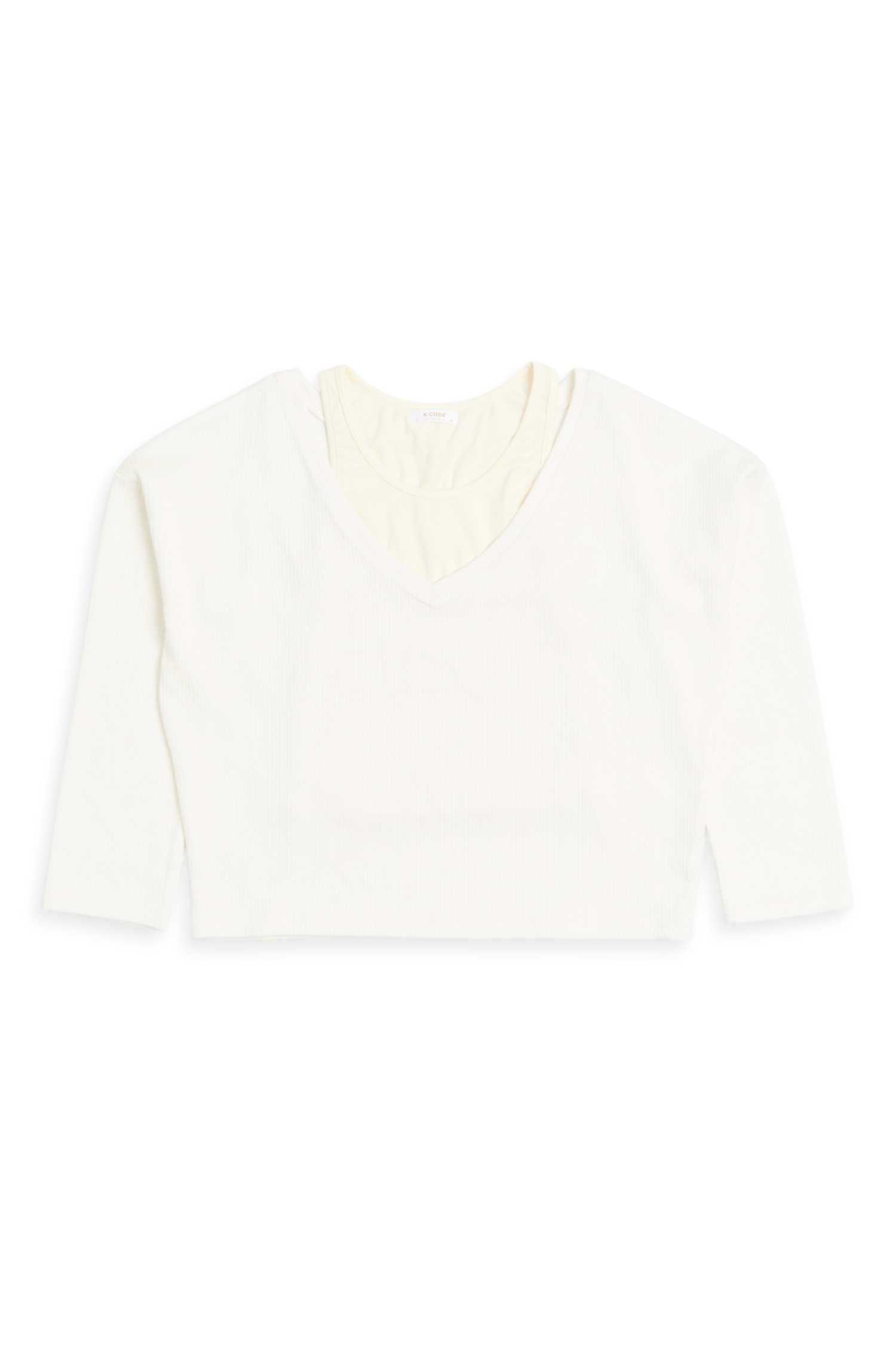 仿羊絨 兩件式撞色上衣