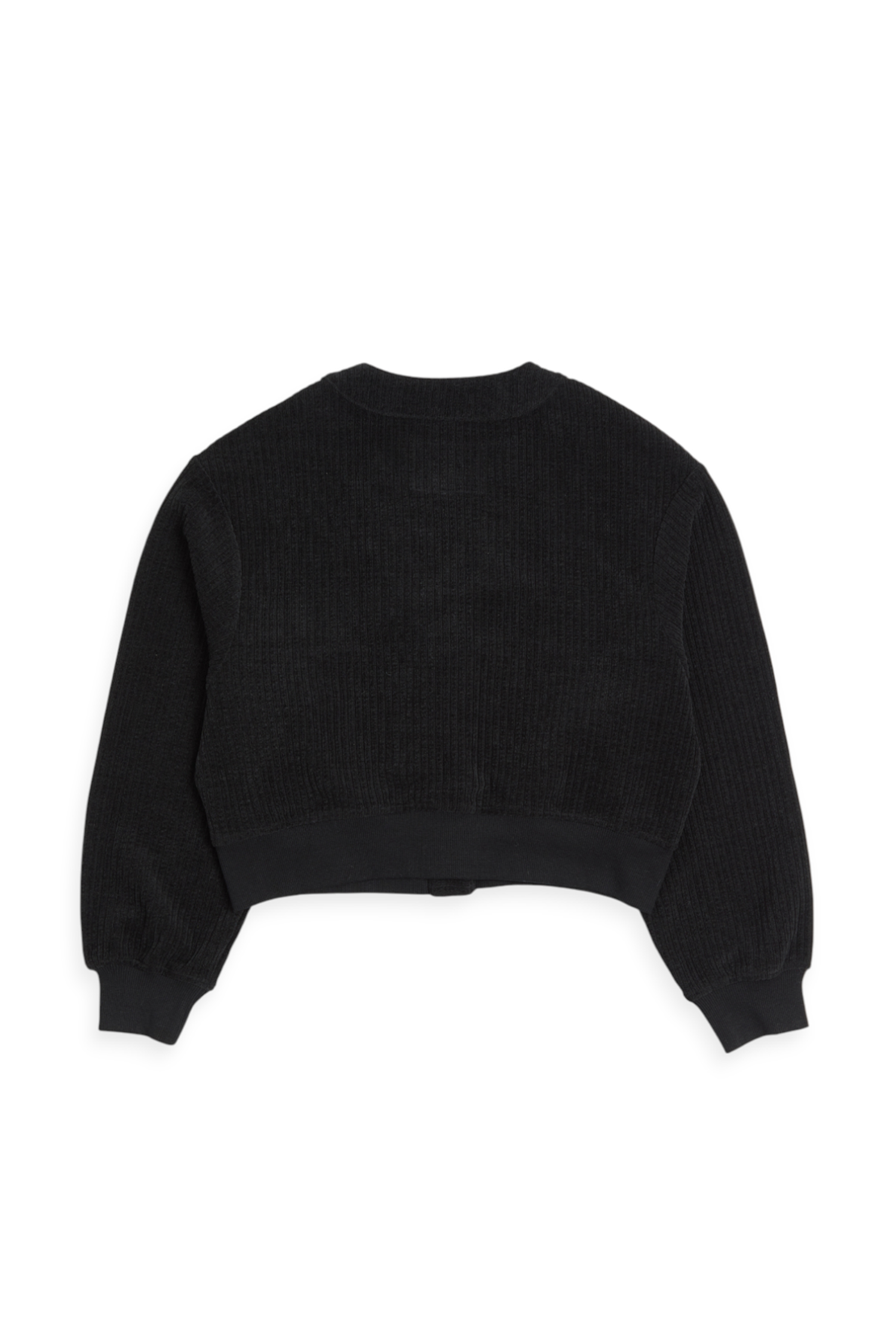 坑條V領 短版開襟外套