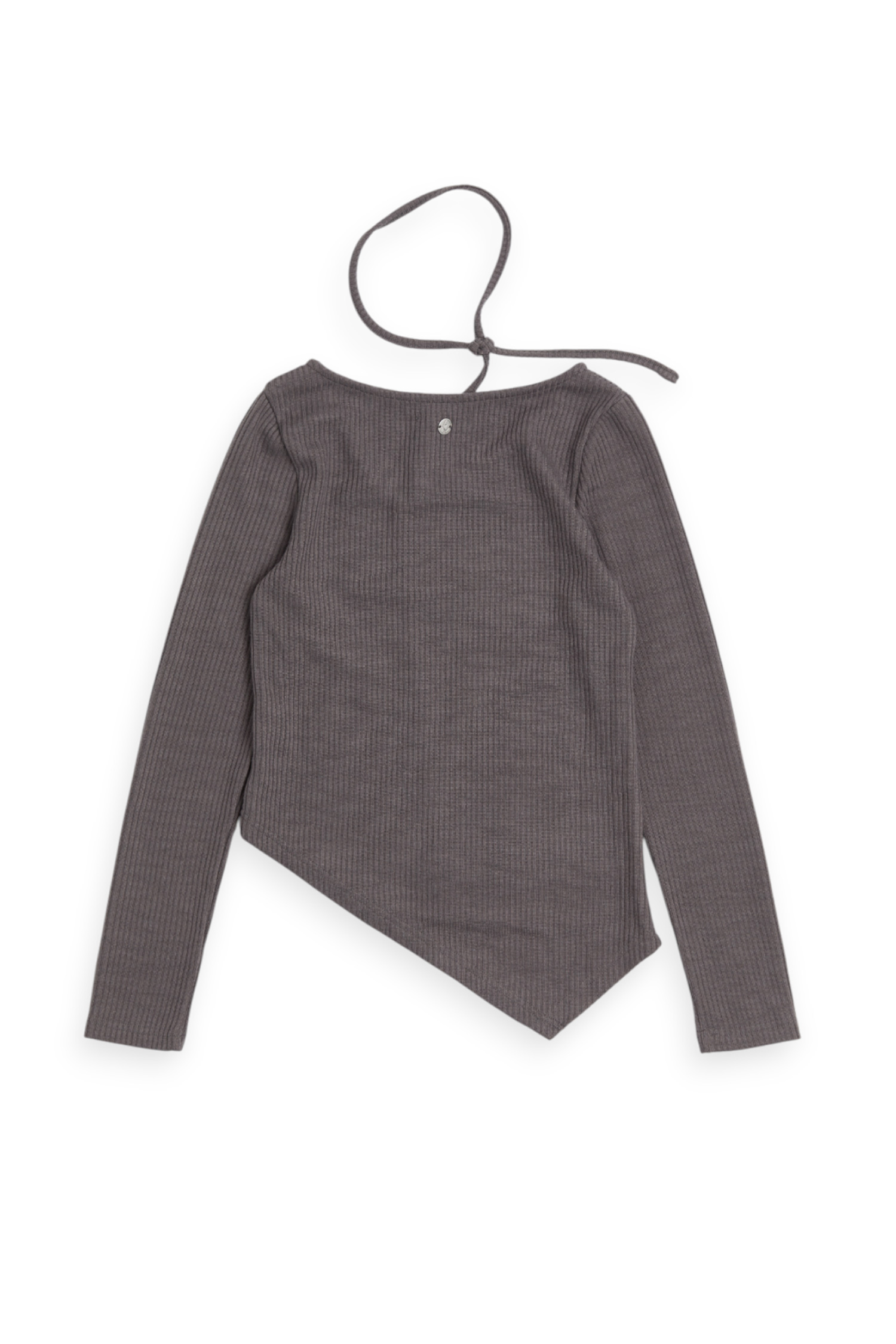 斜領坑條 不對稱造型上衣