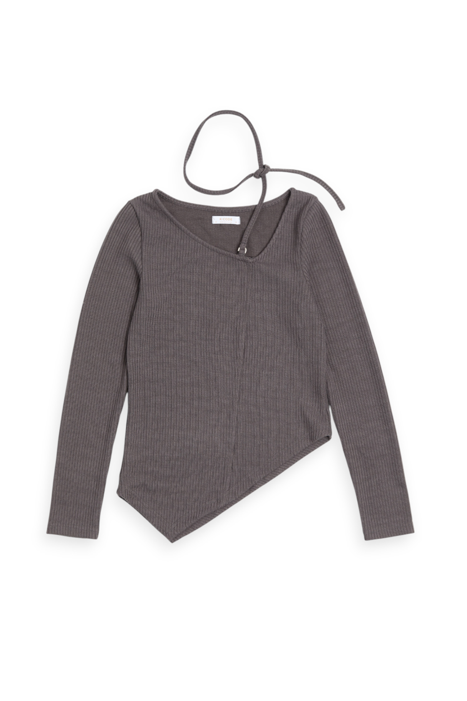 斜領坑條 不對稱造型上衣