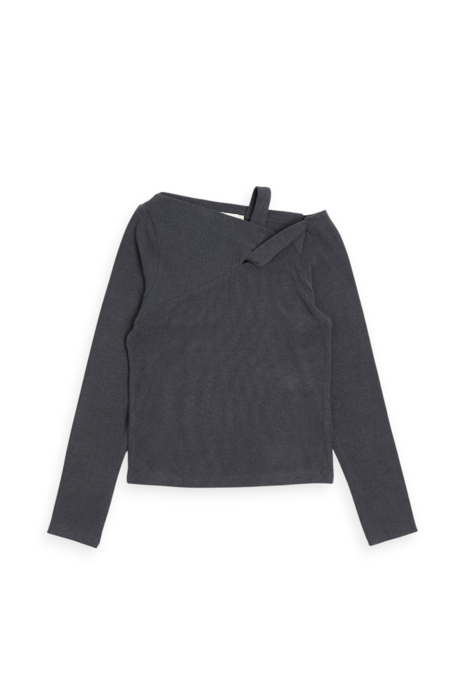 扭轉單肩 仿羊絨上衣